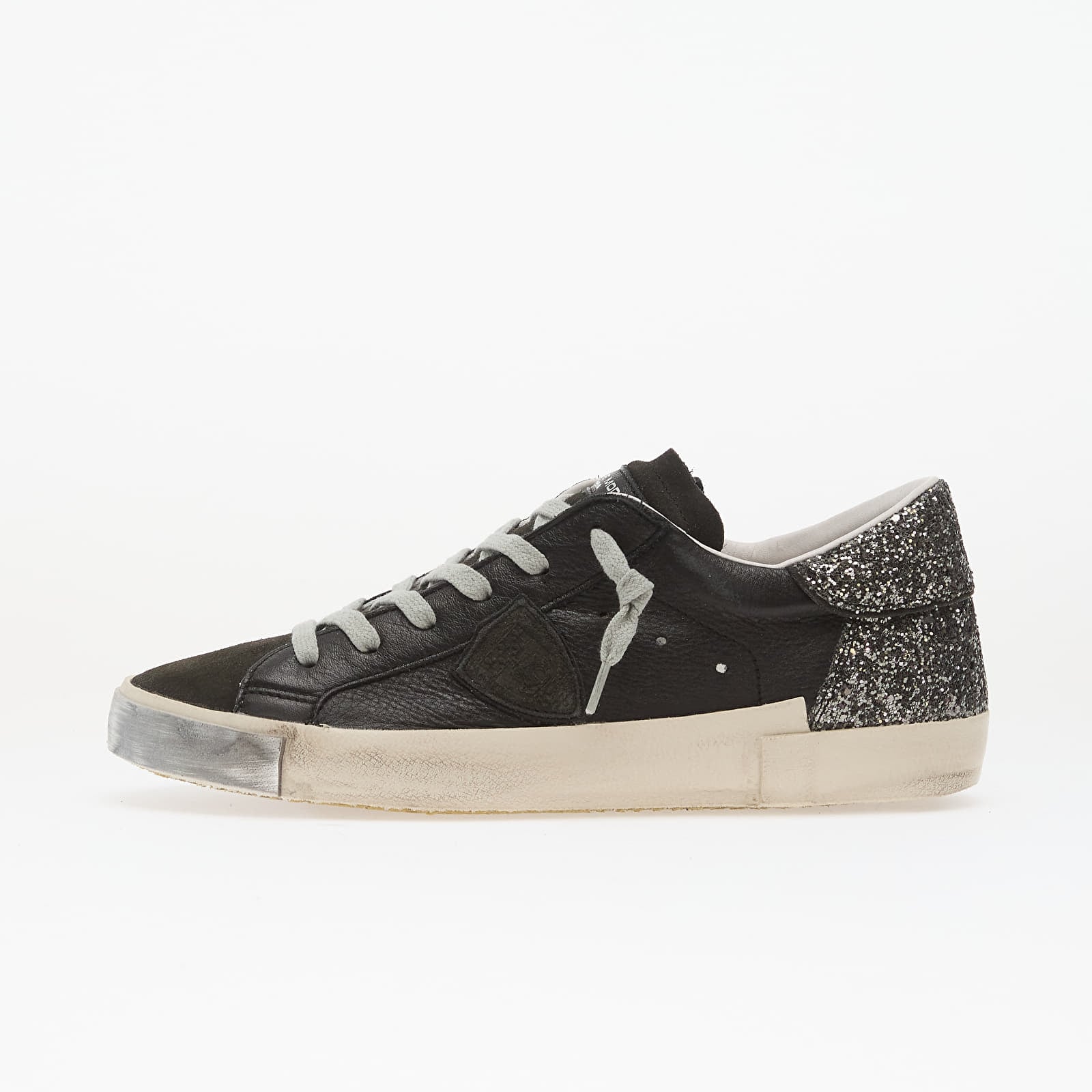 Scarpe donna Philippe Model Prsx Low Woman Veau Glitter Mixage/ Noir
