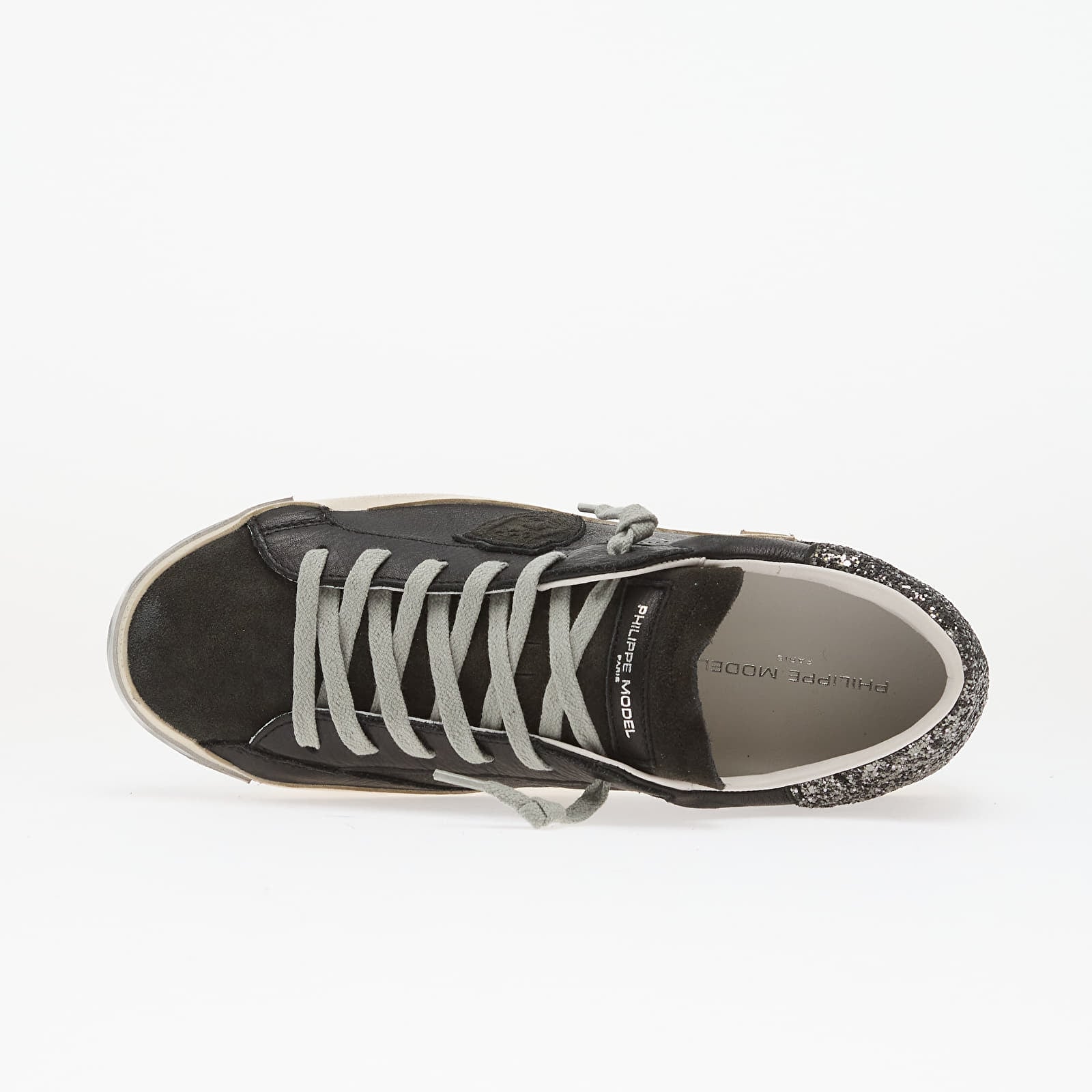 Scarpe donna Philippe Model Prsx Low Woman Veau Glitter Mixage/ Noir