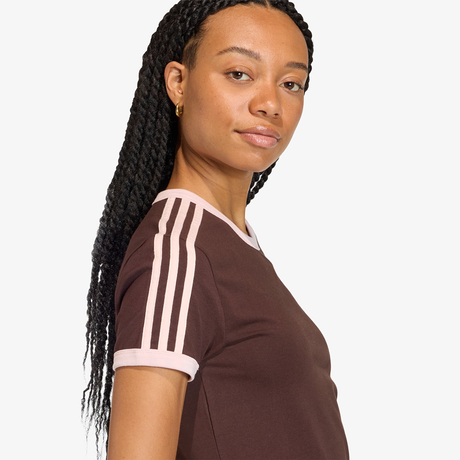 T-shirty damskie adidas 3 Stripes Slim T-Shirt Aurora Coffee