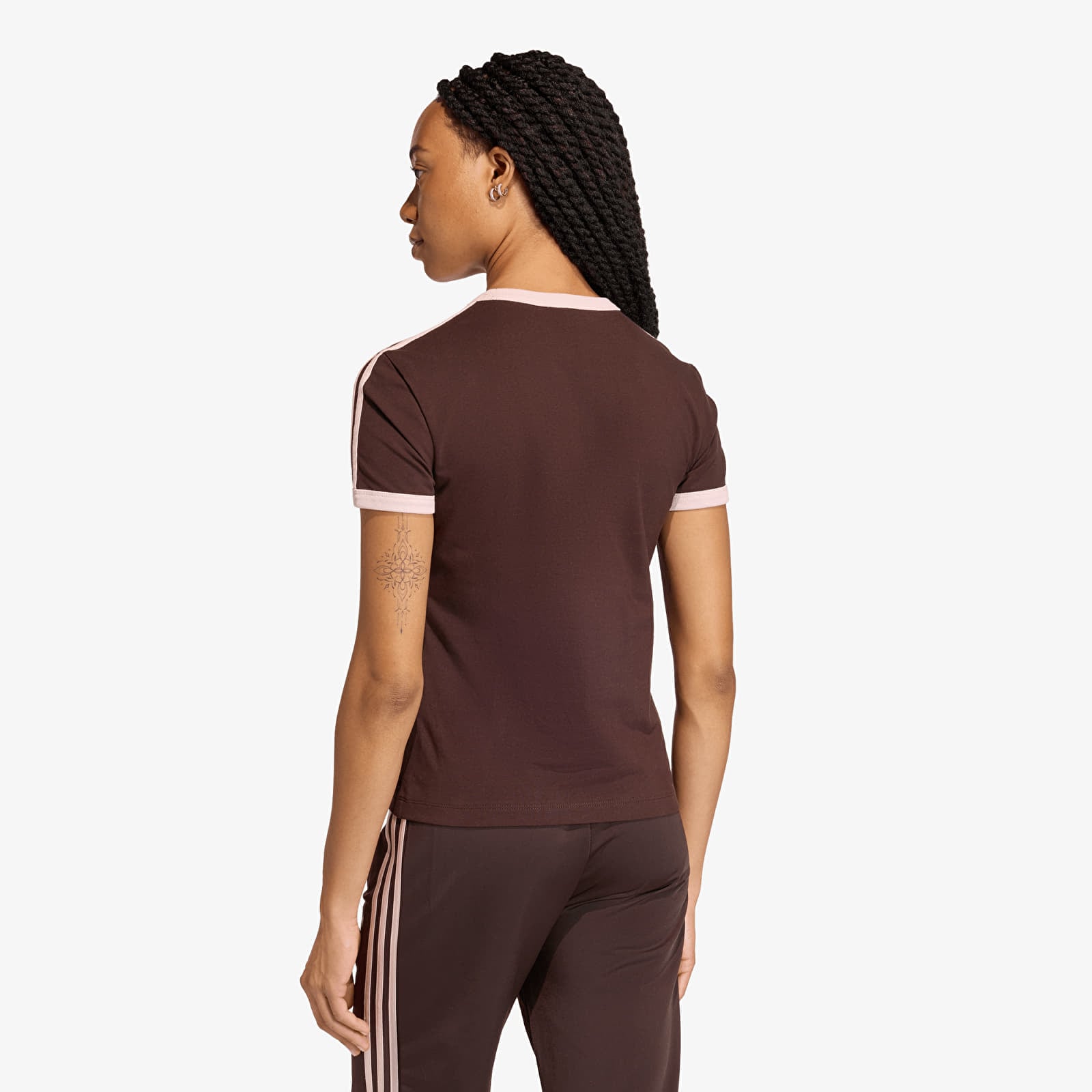 T-shirty damskie adidas 3 Stripes Slim T-Shirt Aurora Coffee