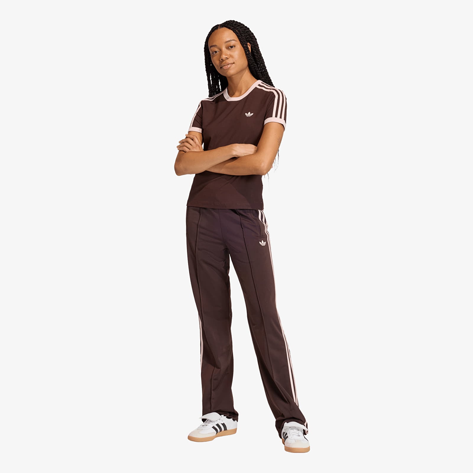 T-shirty damskie adidas 3 Stripes Slim T-Shirt Aurora Coffee