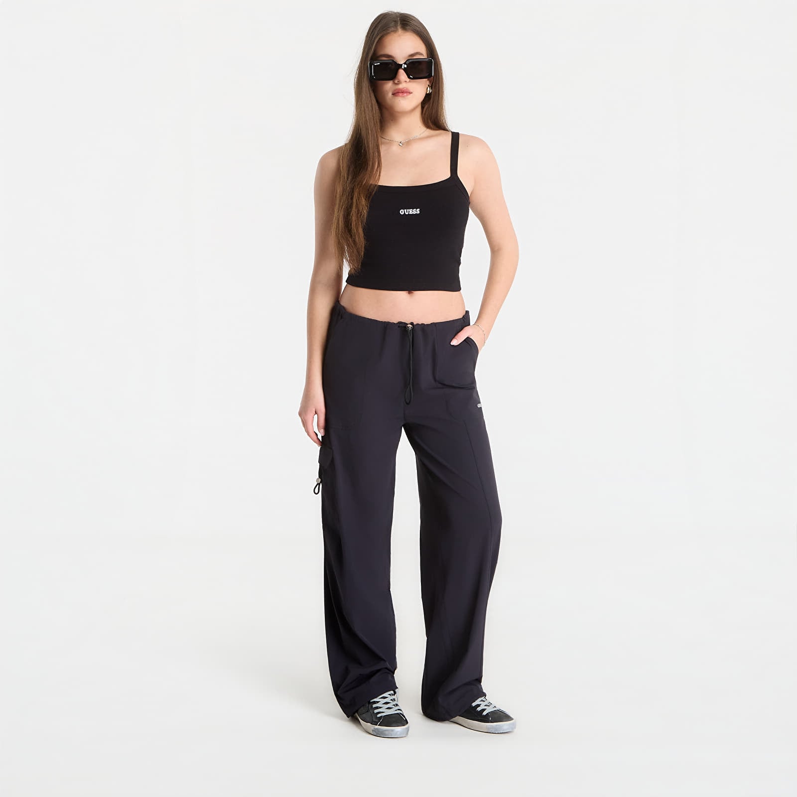 Püksid GUESS Nat Cargo Pants Jet Black