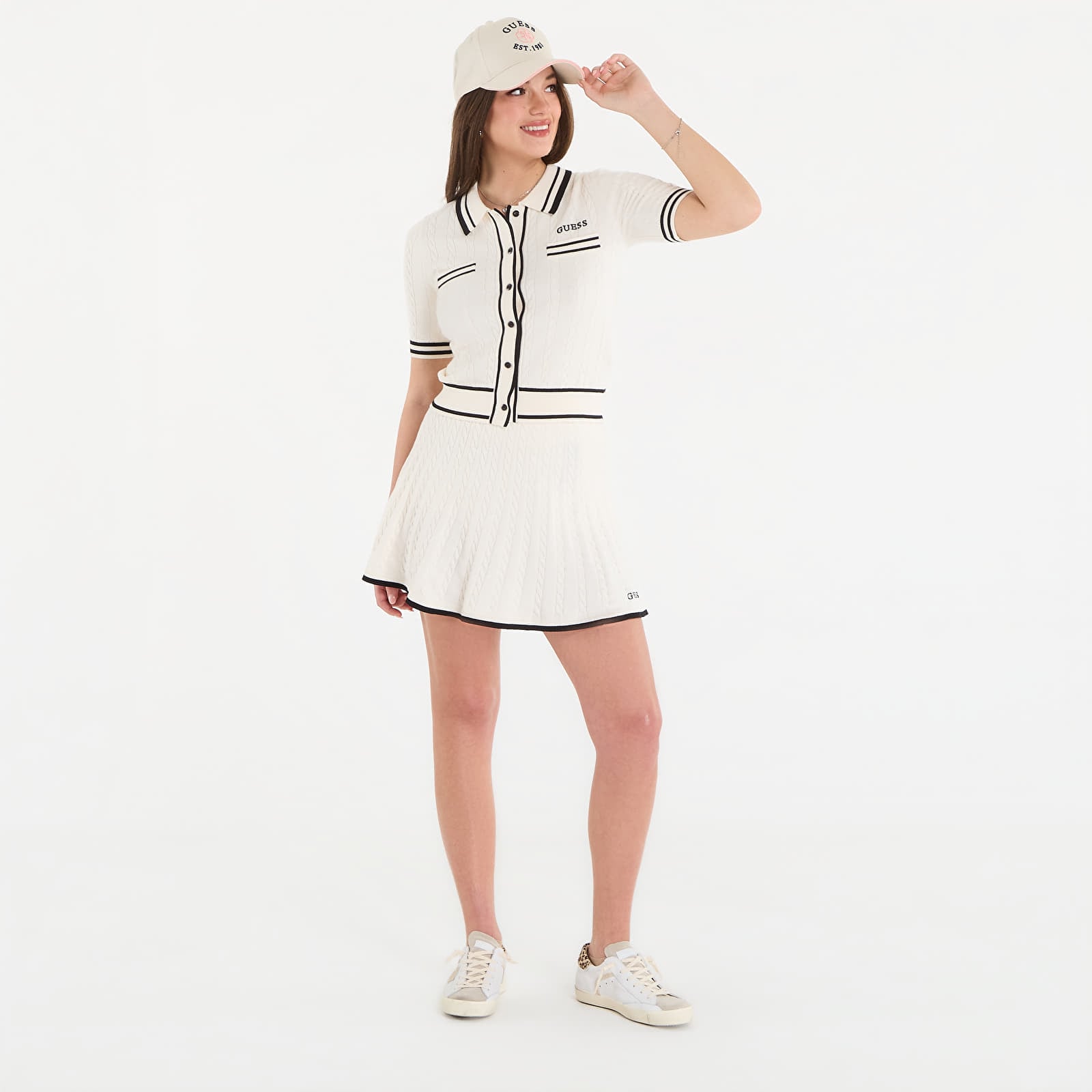 Hameet GUESS Shari Sweater Skirt  Dove White