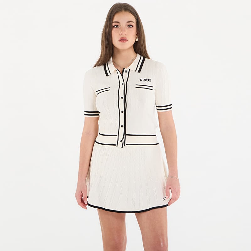 GUESS Shari Polo Cardi Sweater Dove White