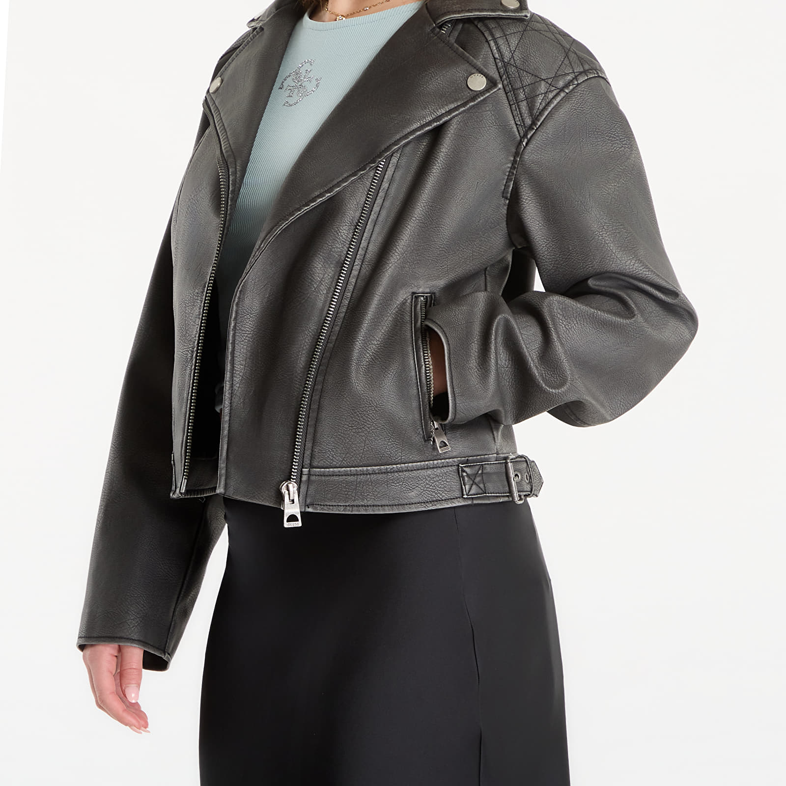 Γυναικεία σακάκια Guess Jeans Nada Vintage Biker Jet Black