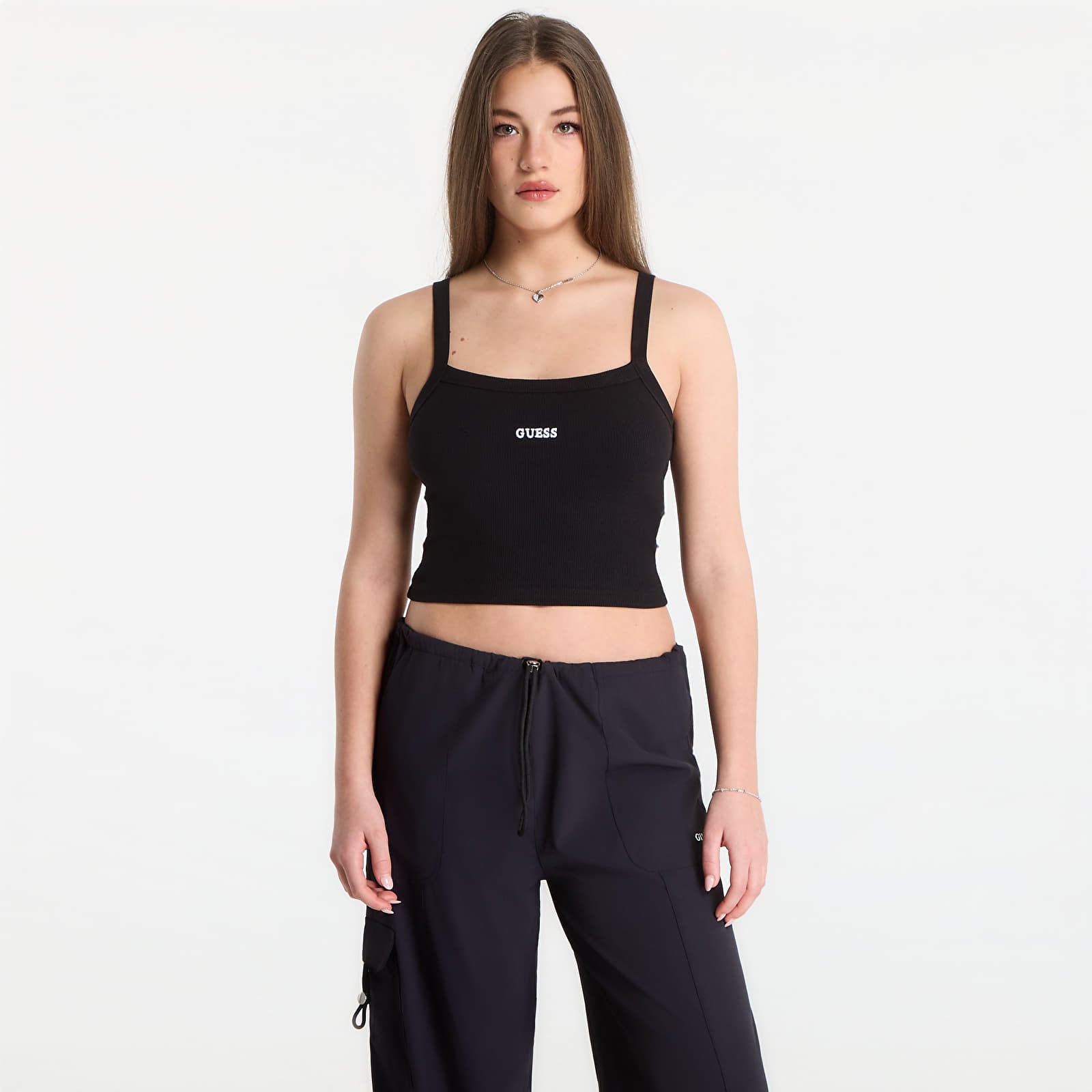 Canotta donna GUESS Stella Rib Tank Top Jet Black