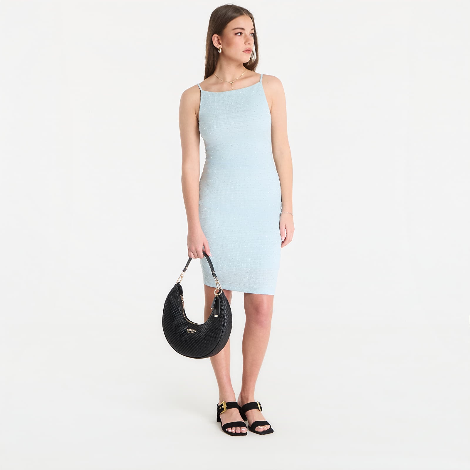 Dresses Guess Jeans Sl Francine Smock Hotfix Dress Misty Teal Multi