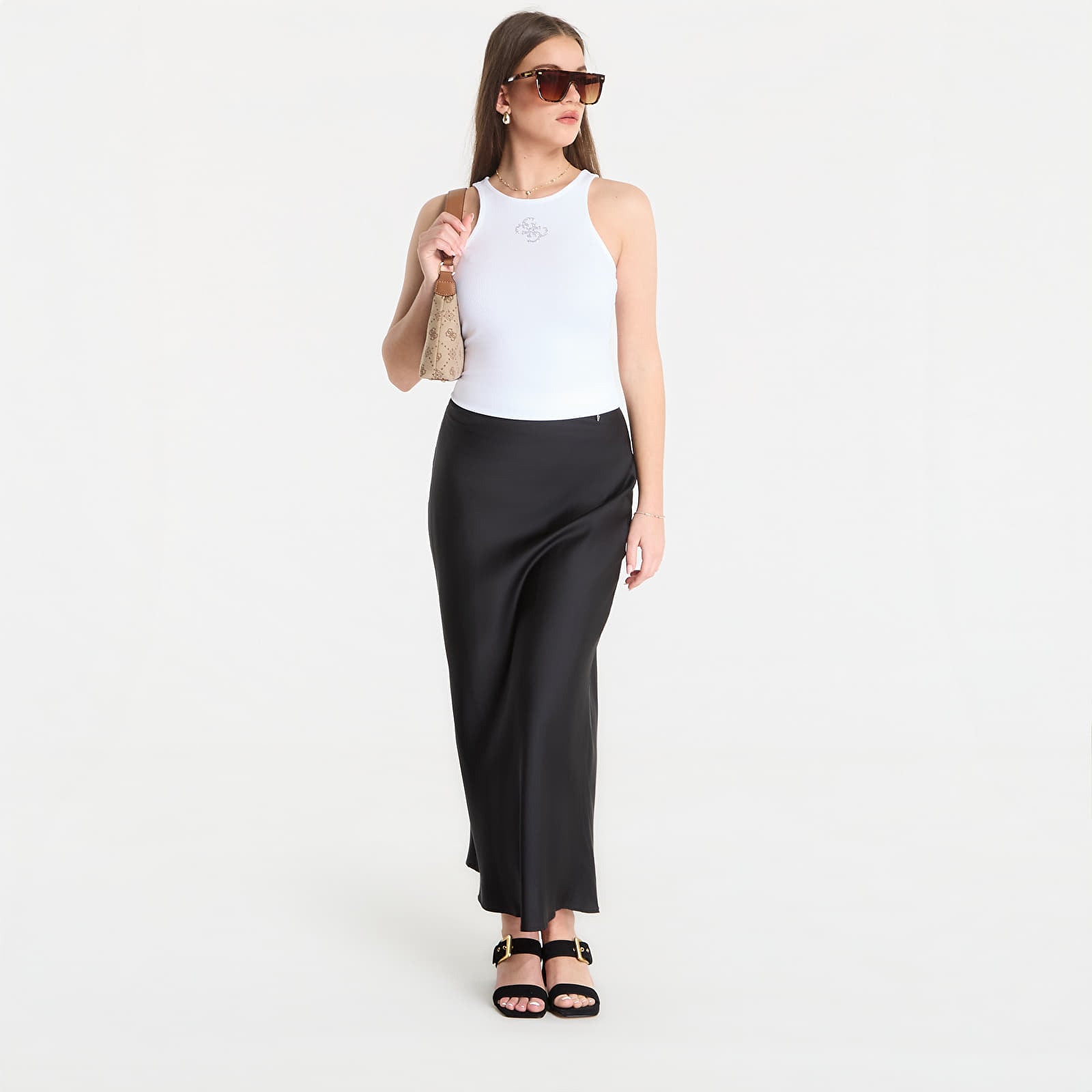 Oberteile Guess Jeans Sl Round Nk Guendalina Top Pure White