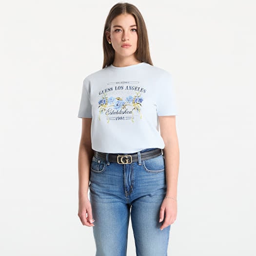 Póló Guess Jeans Ss Cn Flowers Guess Box Tee Sky High