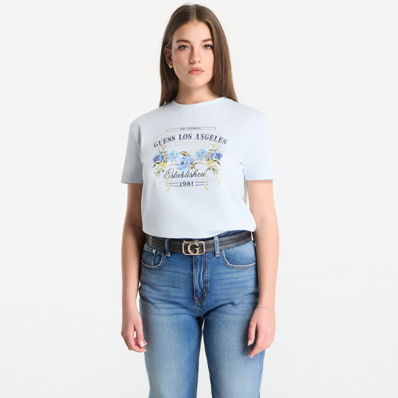 T-paita GUESS Ss Cn Flowers Guess Box Tee Sky High