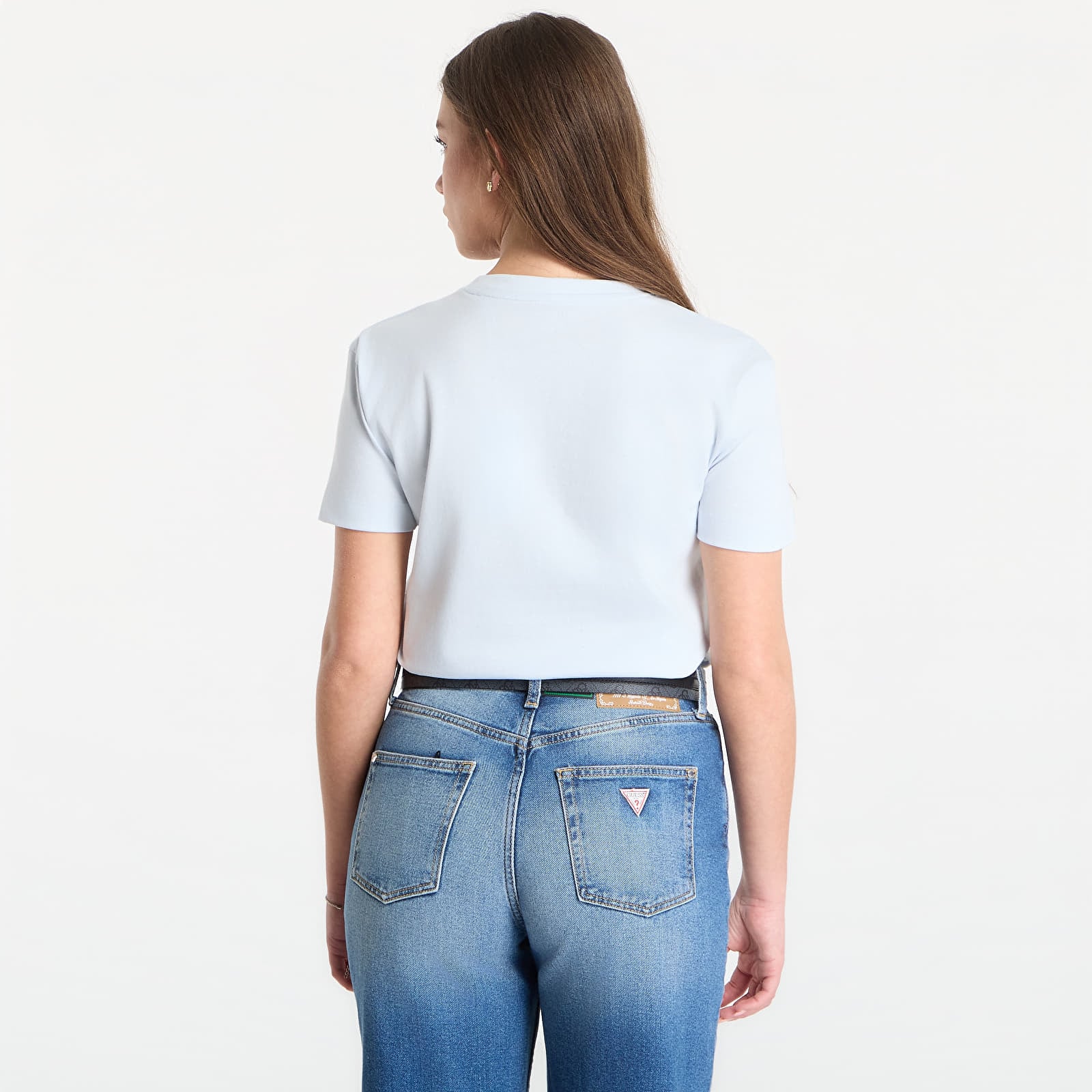 Tričká Guess Jeans Ss Cn Flowers Guess Box Tee Sky High