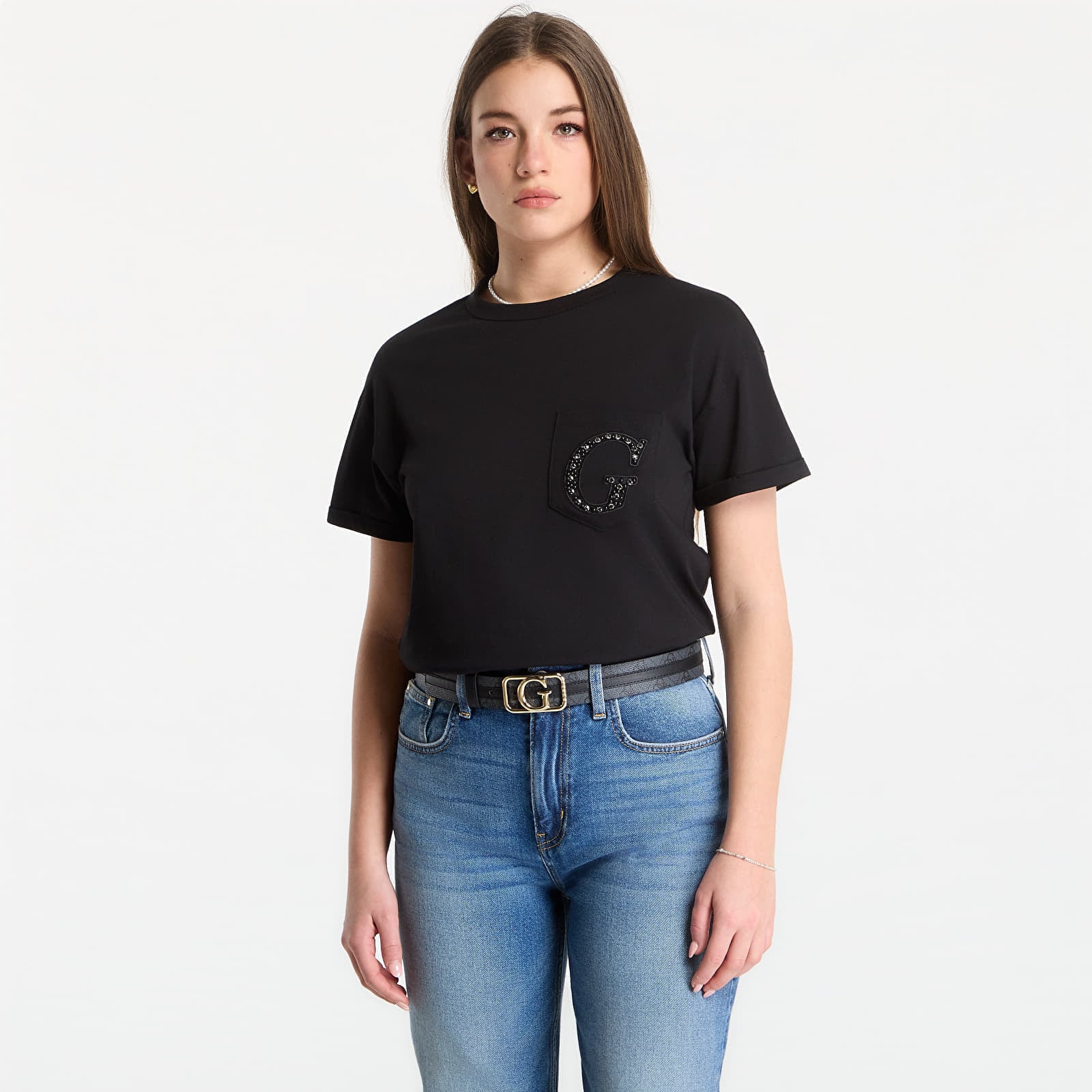 T-shirt Guess Jeans Ss Cn Pocket G Logo Tee Jet Black M
