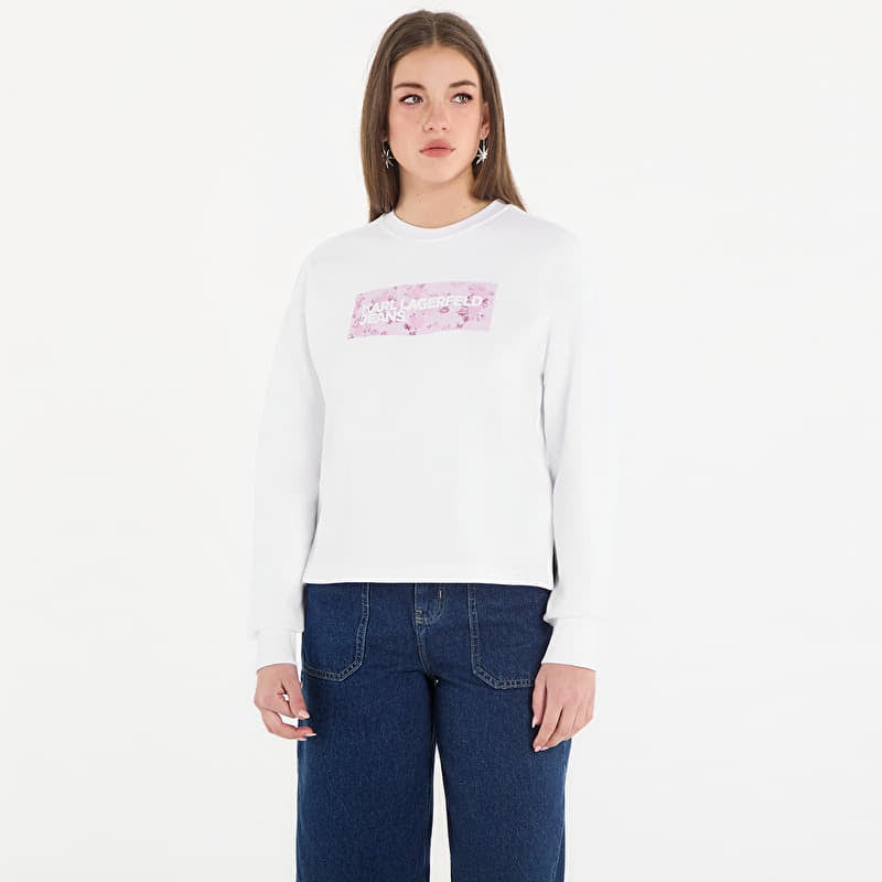 Kampsun Karl Lagerfeld Jeans Reg Floral Logo Sweat White