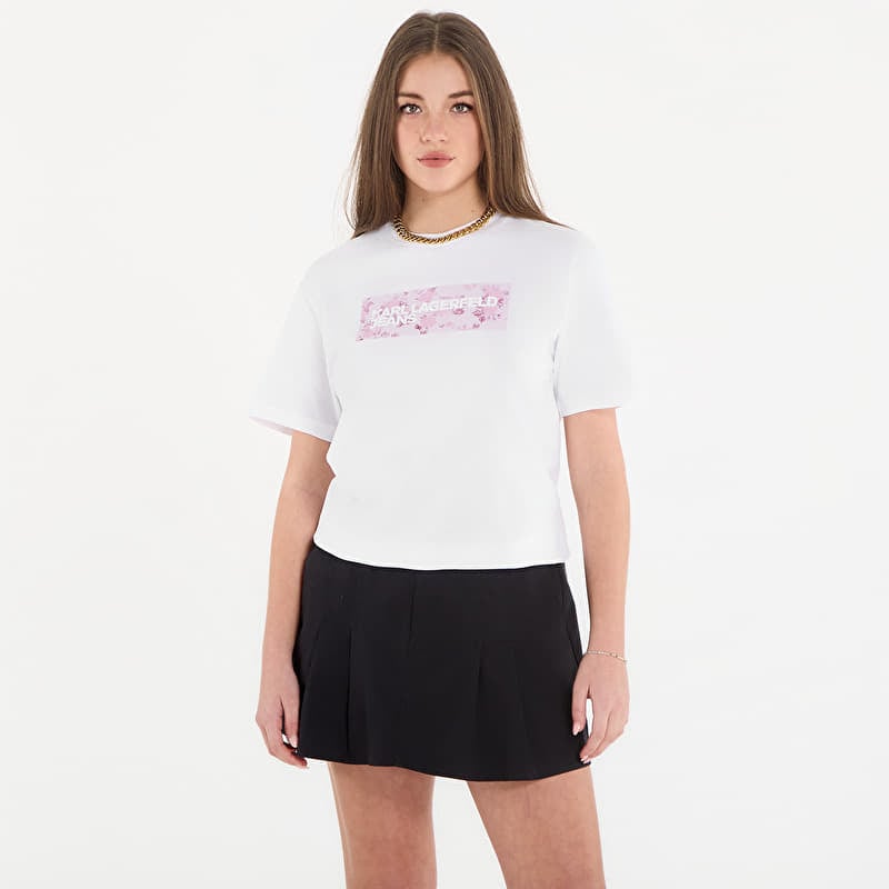 T-paita Karl Lagerfeld Jeans Reg Floral Logo Tee White