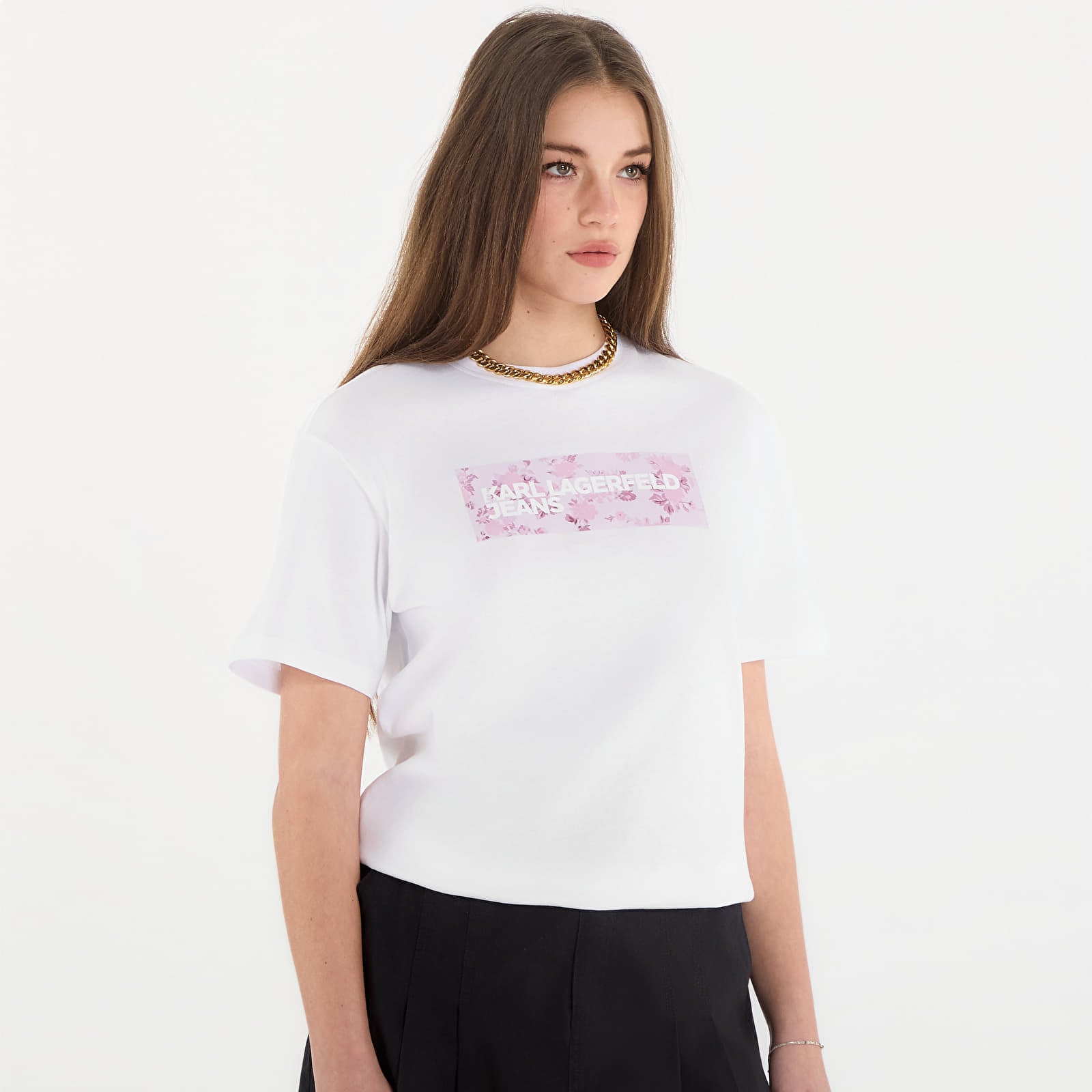 Tričká Karl Lagerfeld Jeans Reg Floral Logo Tee White