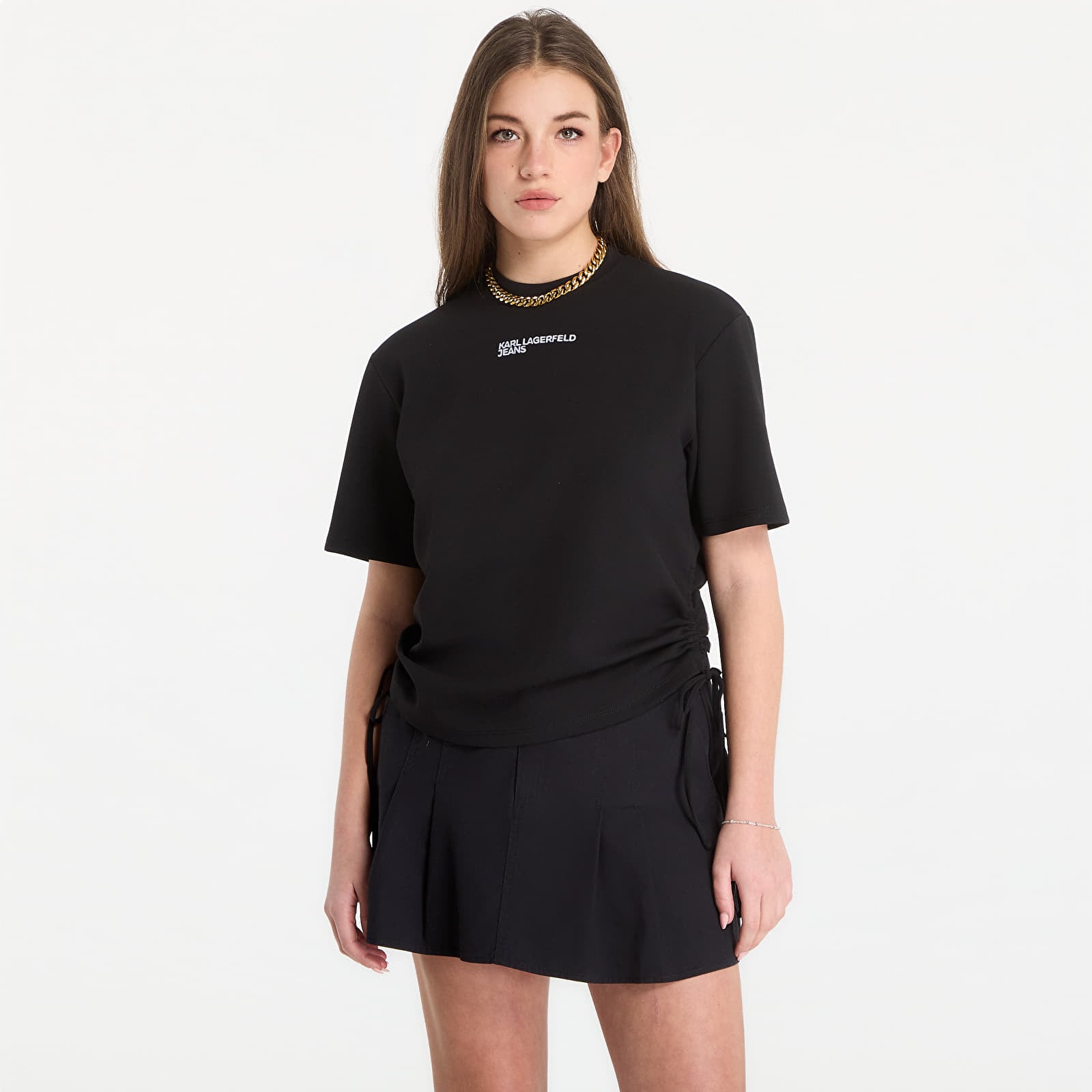 Tričká Karl Lagerfeld Jeans Reg Tie Detail Tee Black