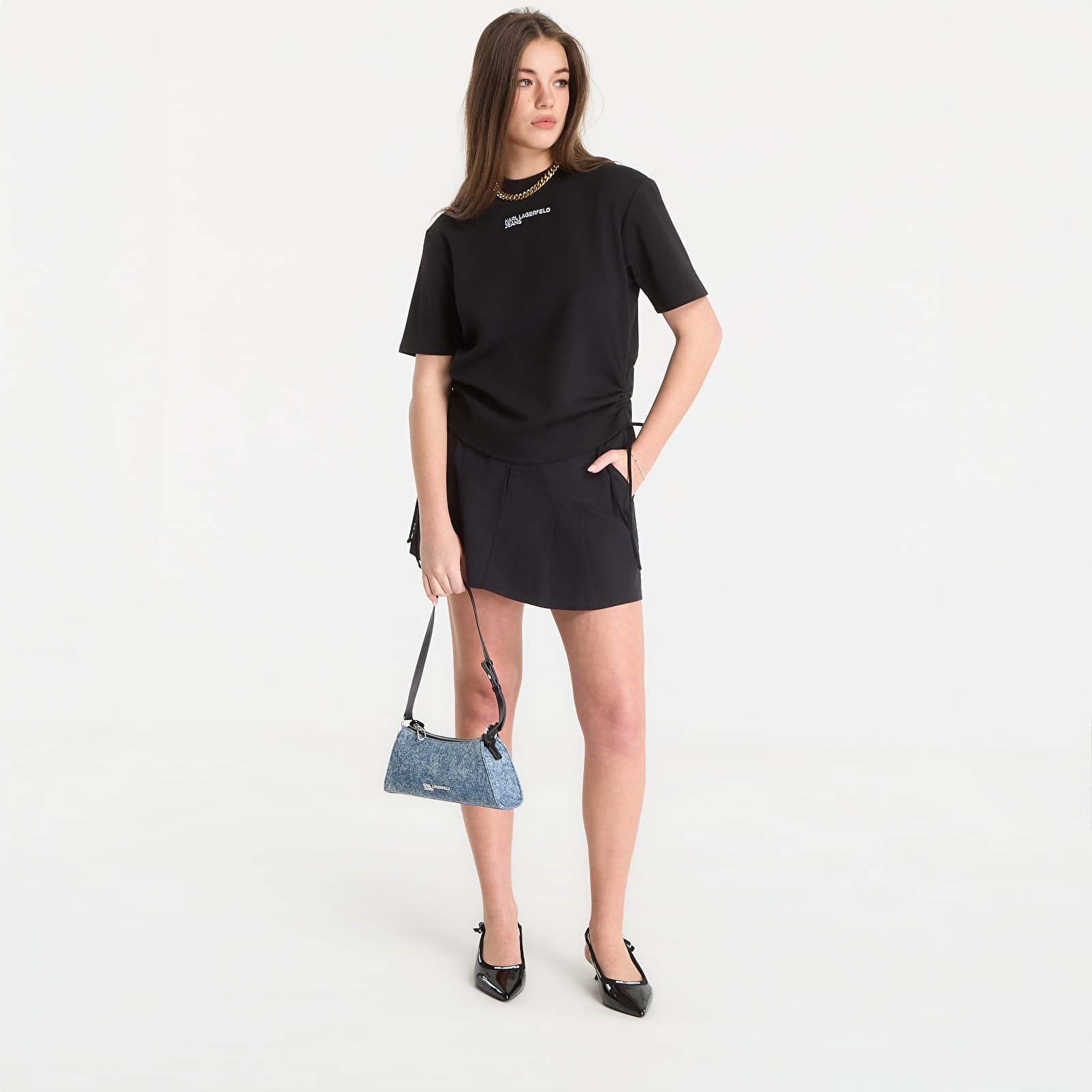 Tričká Karl Lagerfeld Jeans Reg Tie Detail Tee Black