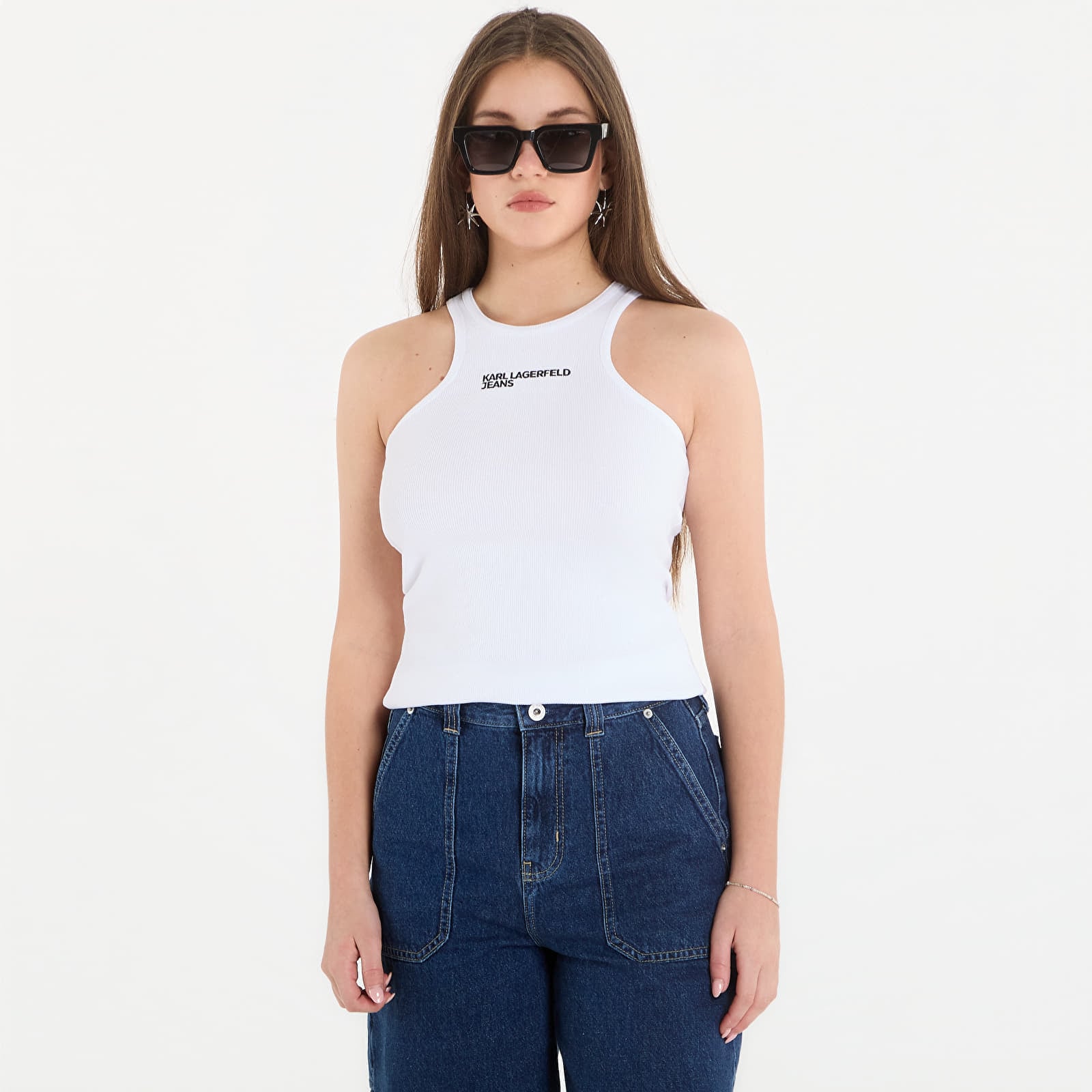 Karl Lagerfeld Jeans Ribbed Logo Tank White L