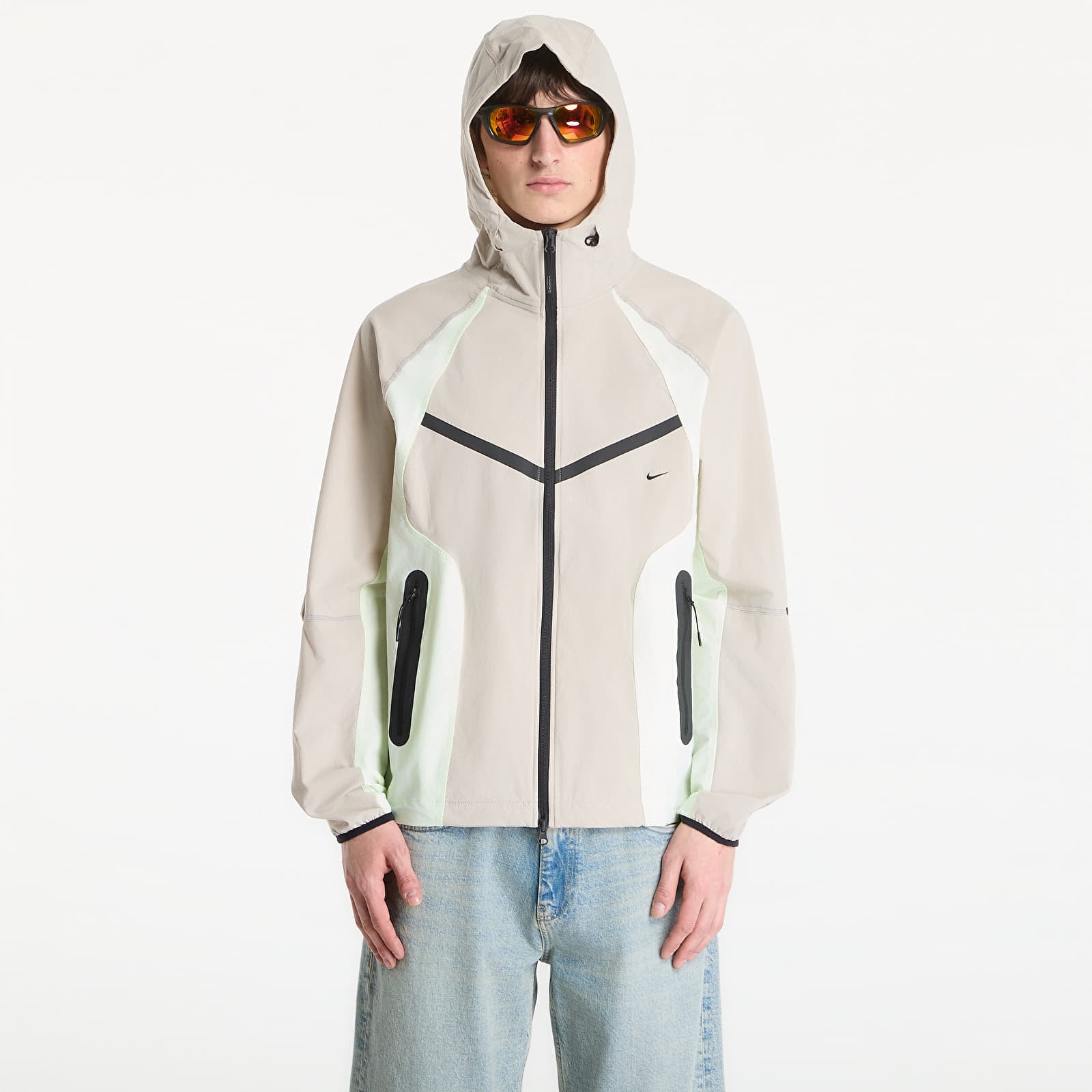 Яке Nike Tech Men's Dri-FIT Woven Full-Zip Color-Block Windrunner Jacket Cream Ii/ Volt Tint/ Black L