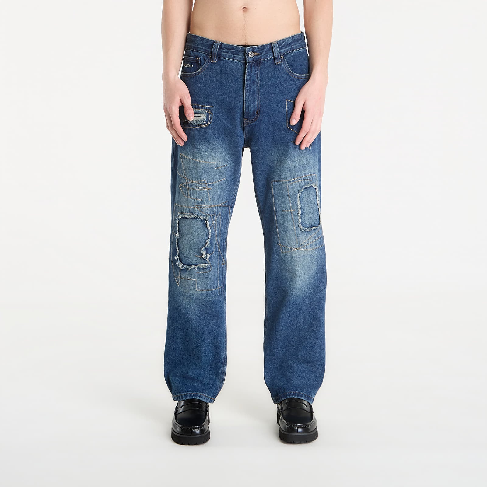 Дънки Wasted Paris M Ripped Manc Faded Washed Blue 34