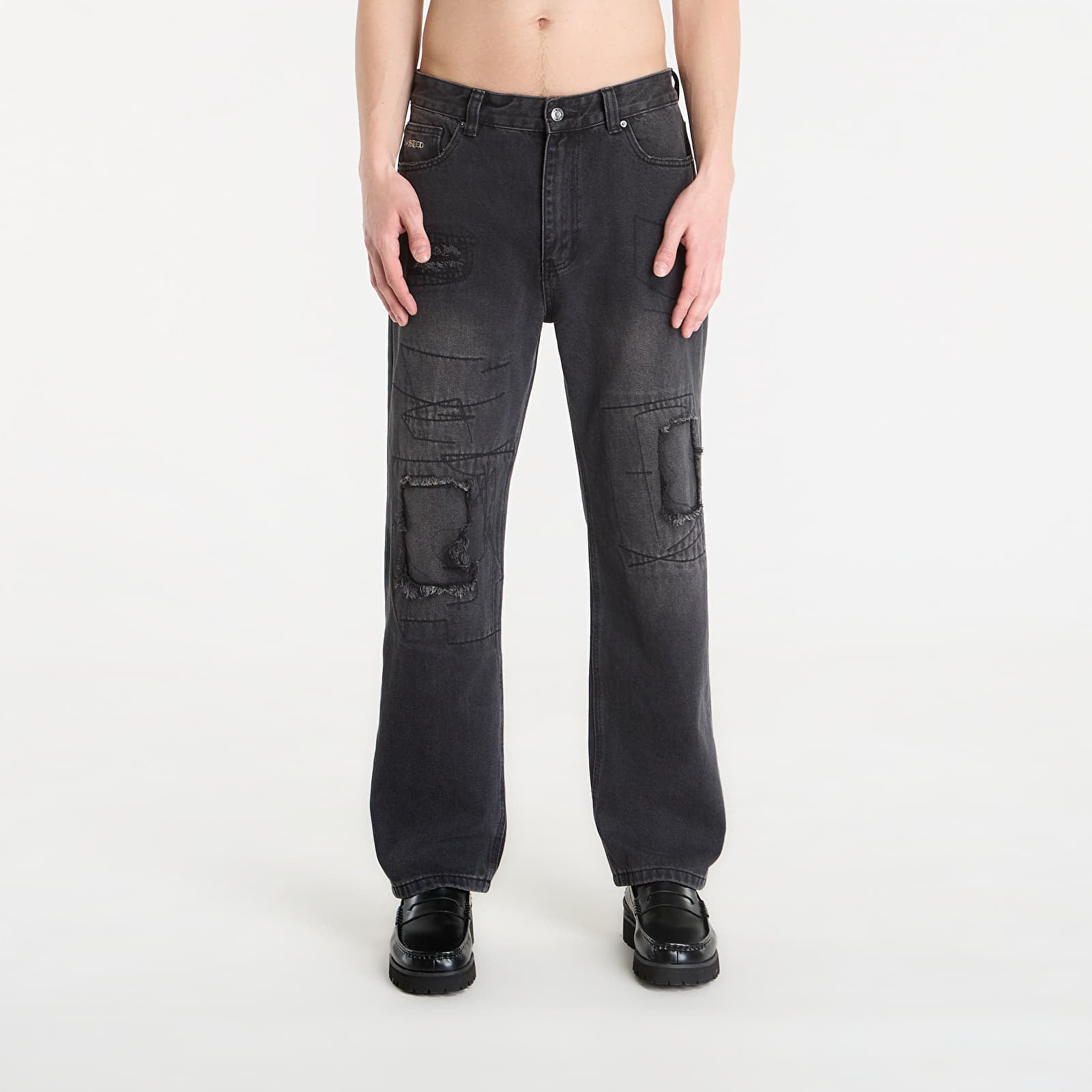 Дънки Wasted Paris M Ripped Manc Faded Black 30