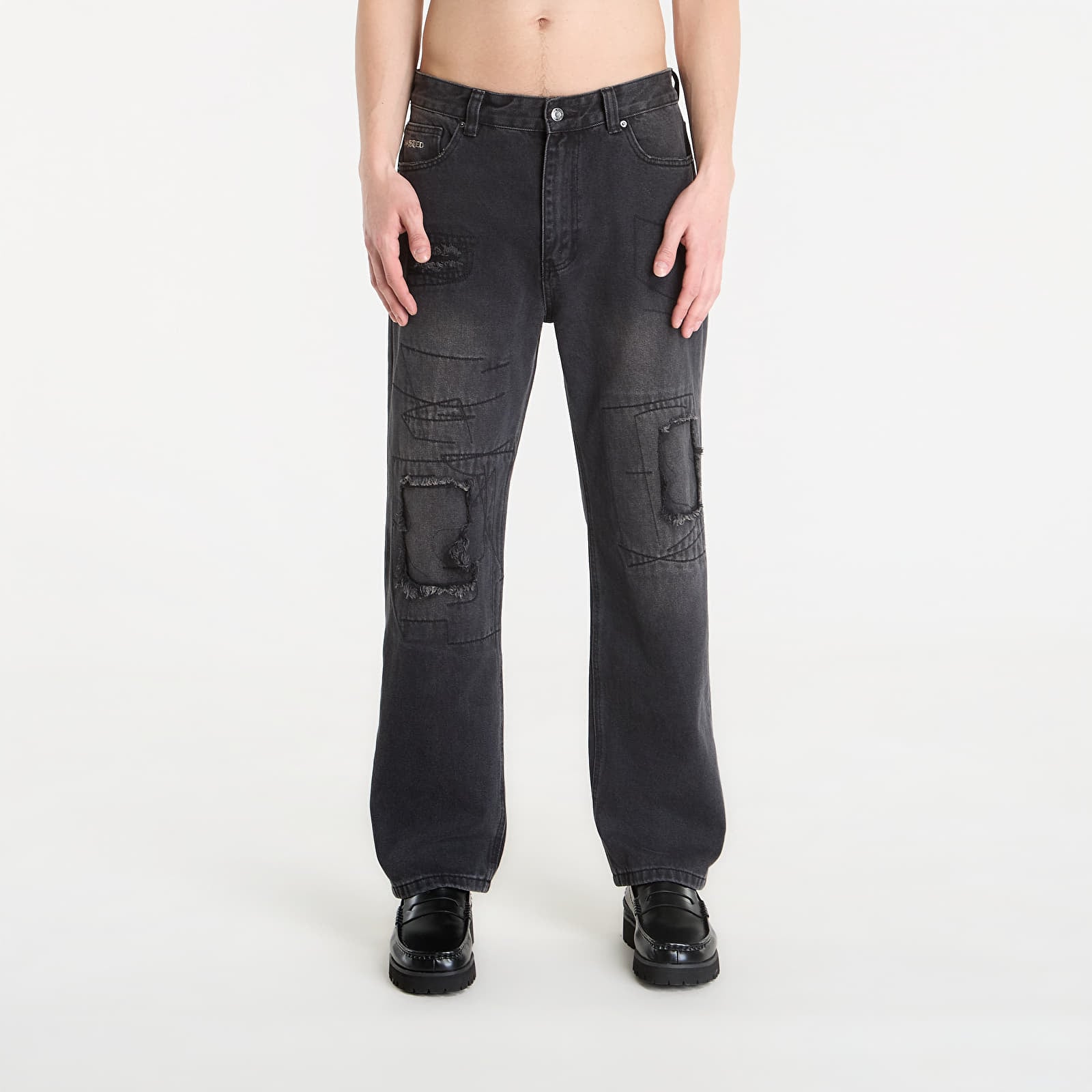 Vyriški džinsai Wasted Paris M Ripped Manc Faded Black