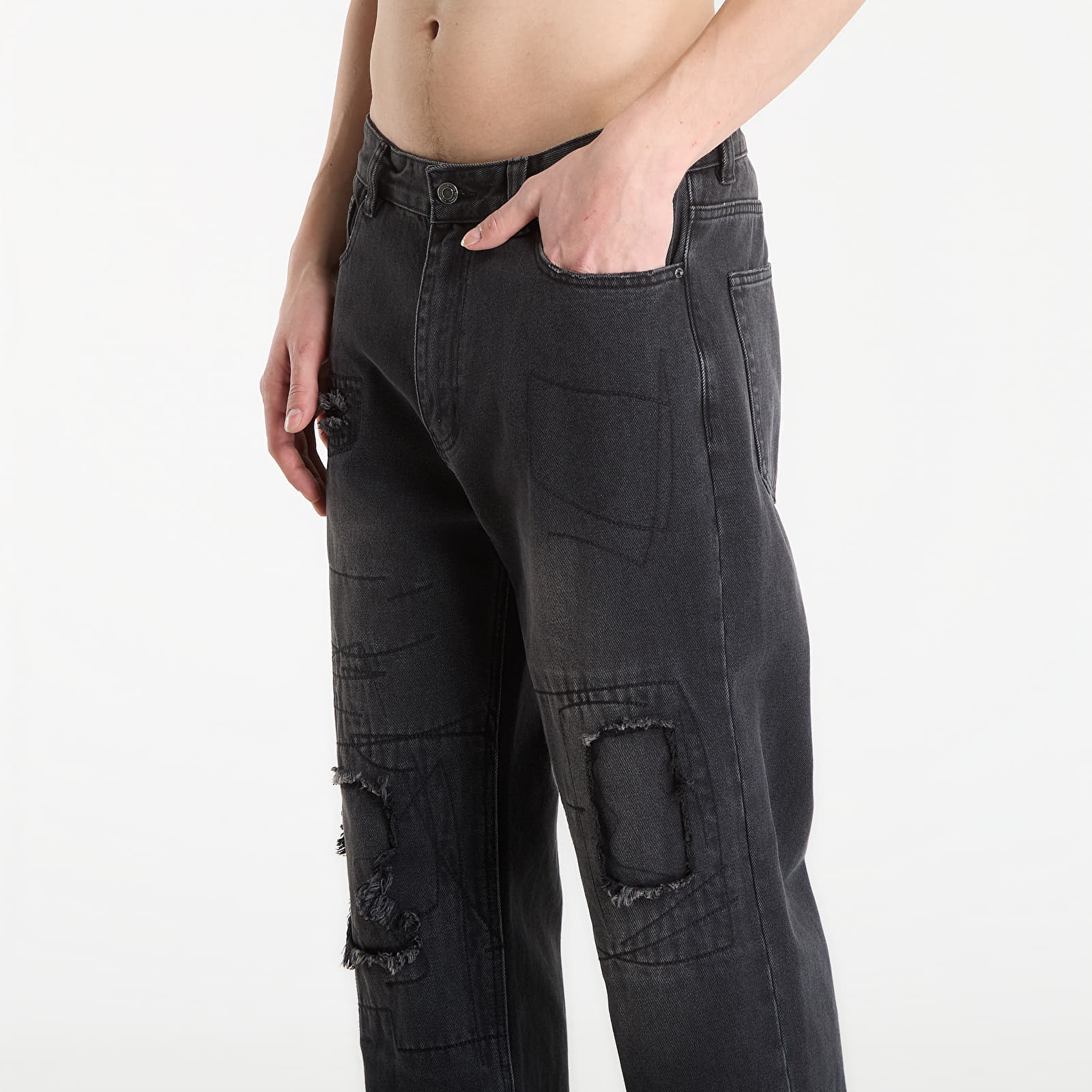 Vyriški džinsai Wasted Paris M Ripped Manc Faded Black