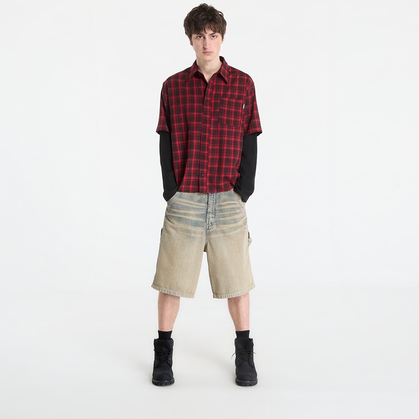 Vīriešu krekli Wasted Paris M Tartan Age Shirt Fire Red/ Black