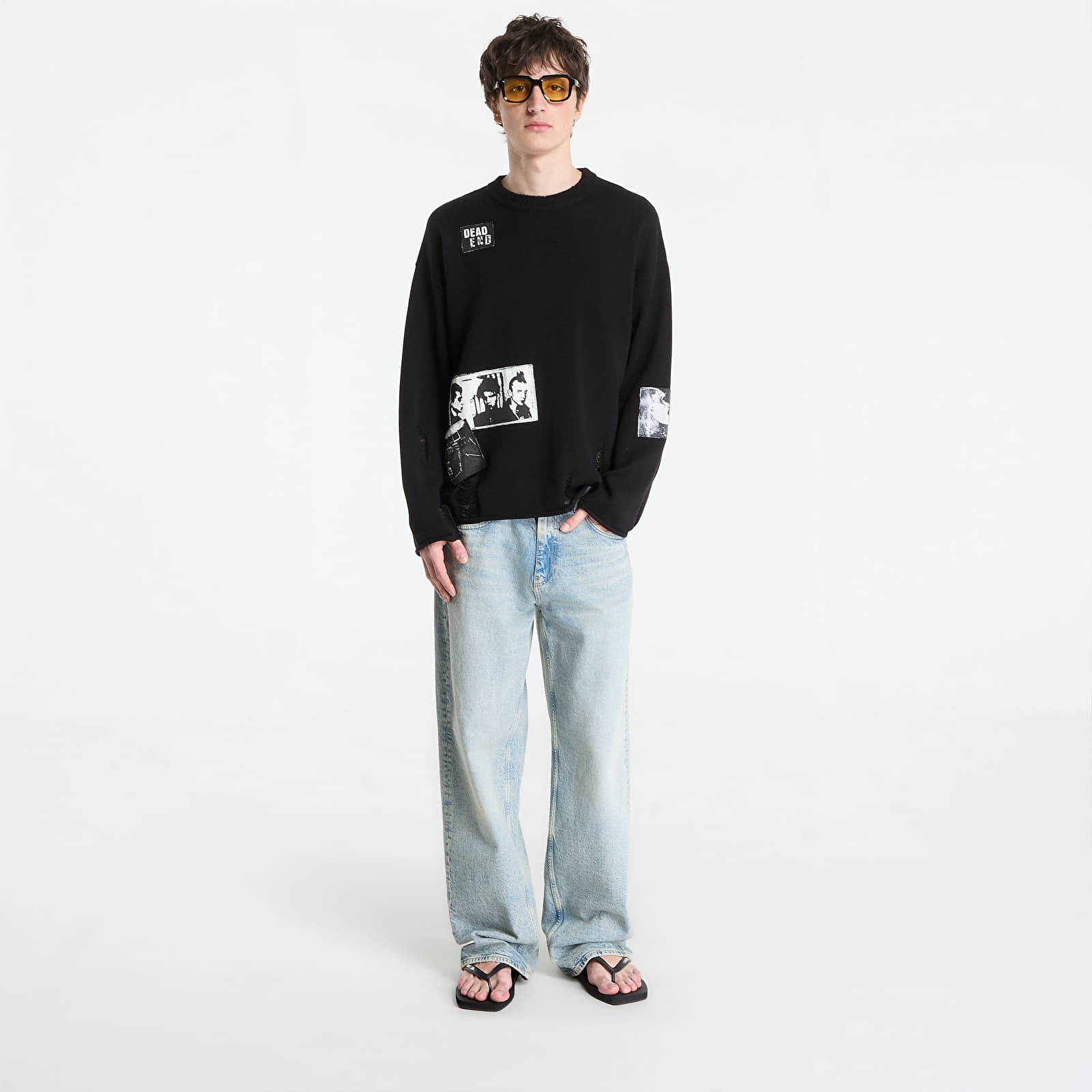 Herren Pullover Wasted Paris M Taunt Ripped Black