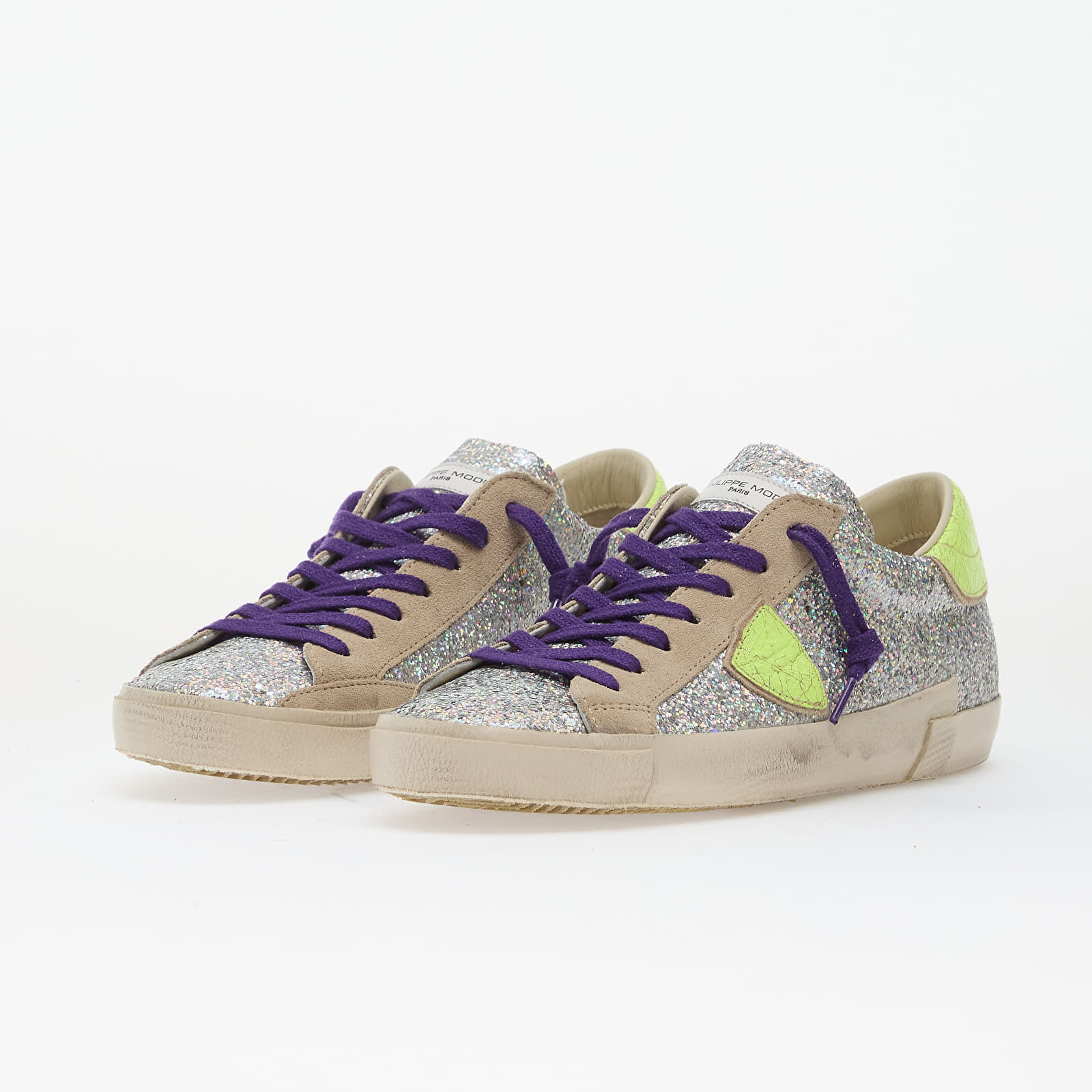 Naisten lenkkarit ja kengät Philippe Model Prsx Low Woman Glitter/ Argent