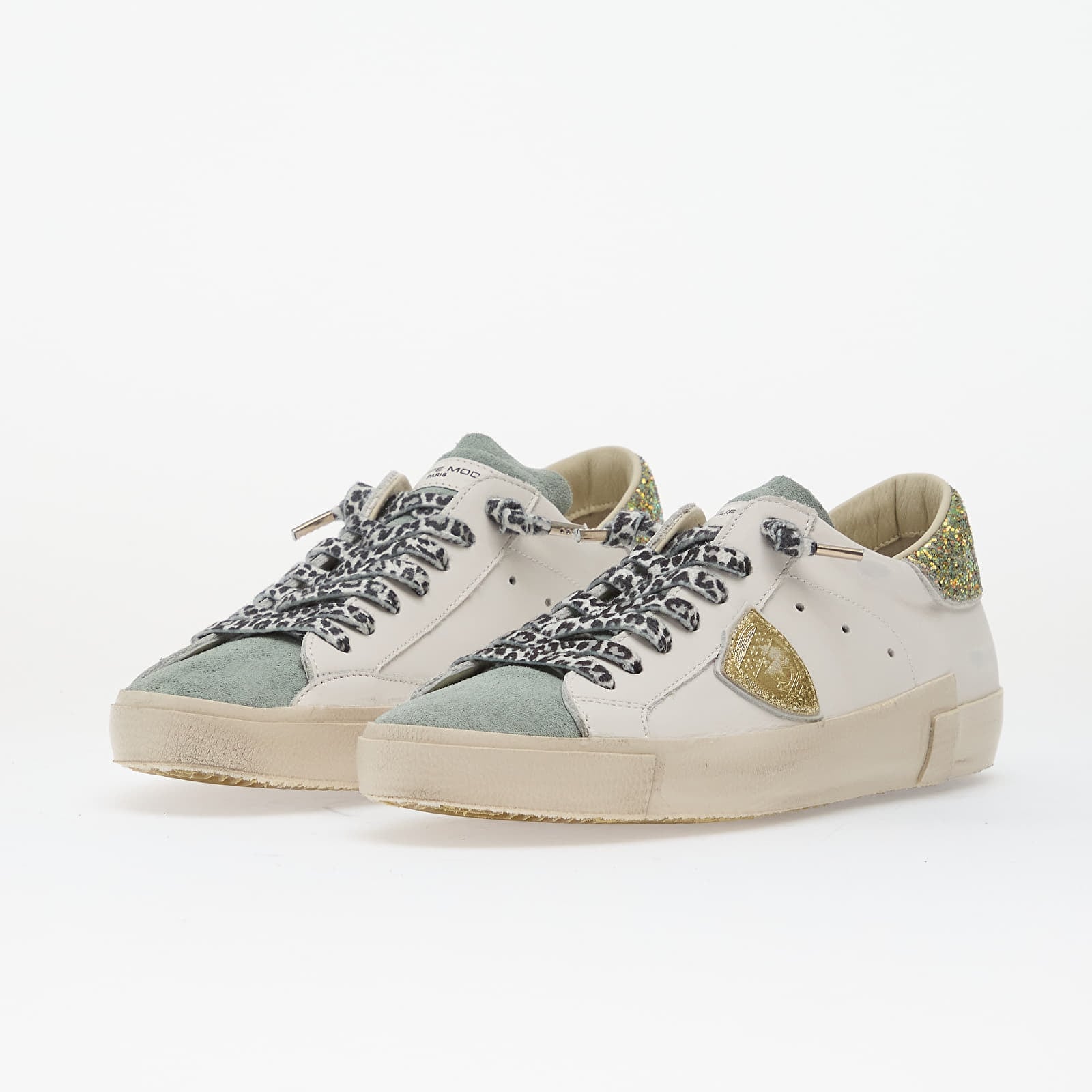 Naisten lenkkarit ja kengät Philippe Model Prsx Low Woman Veau Glitter/ Blanc Azul