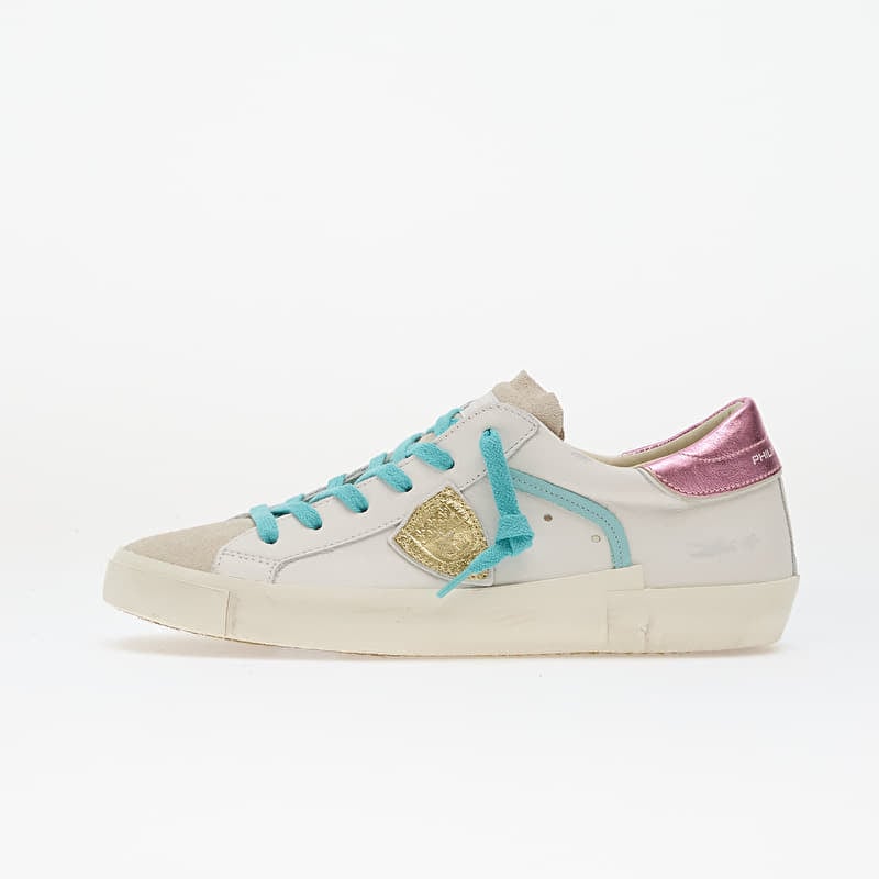Philippe Model Prsx Low Woman Veau Metal/ Blanc Fucsia