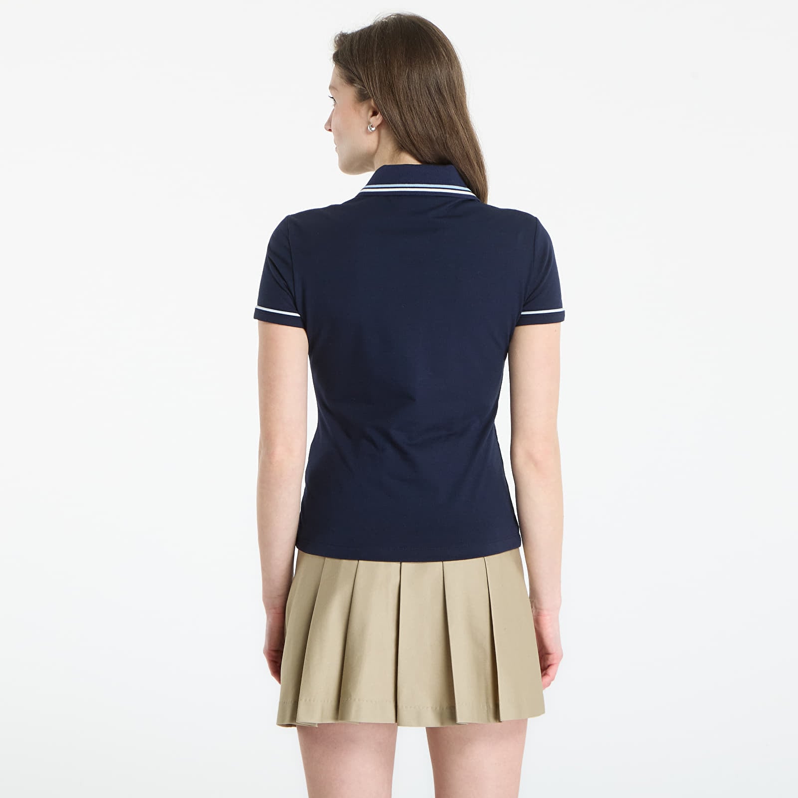 T-shirts femme LACOSTE Ribbed Collar Shirt Navy Blue/ Chambray-Flour