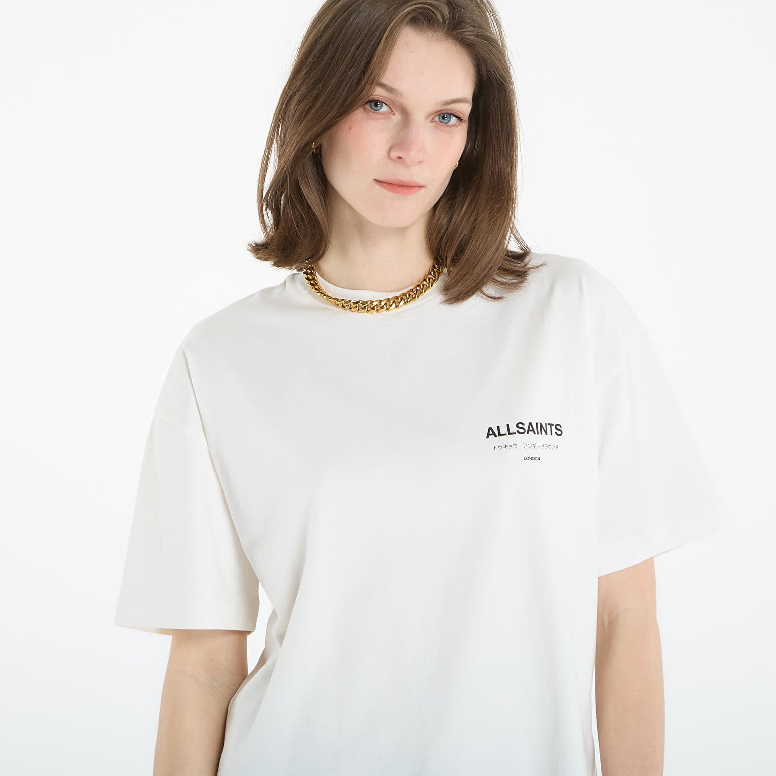 Koszulki AllSaints Underground Etta Tee Ashen White