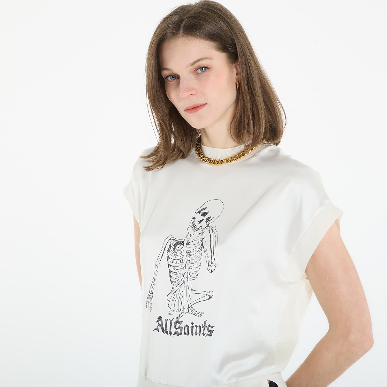 Tricouri  AllSaints Terra Knit Tee Chalk White