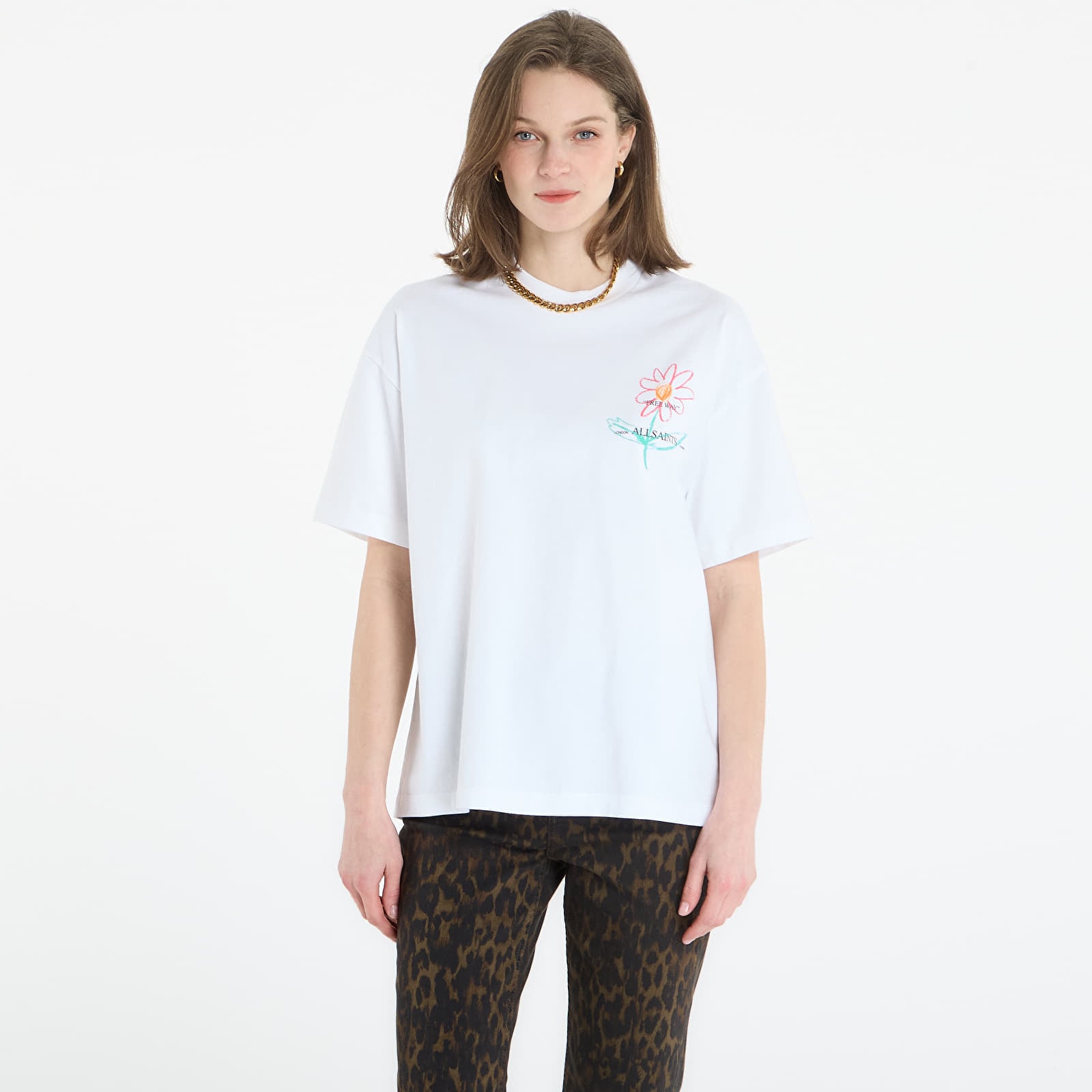 Moteriški marškinėliai AllSaints Crayo Etta Tee Ashen White