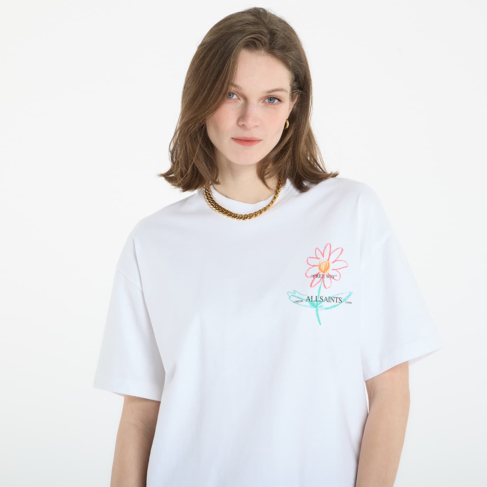 Moteriški marškinėliai AllSaints Crayo Etta Tee Ashen White