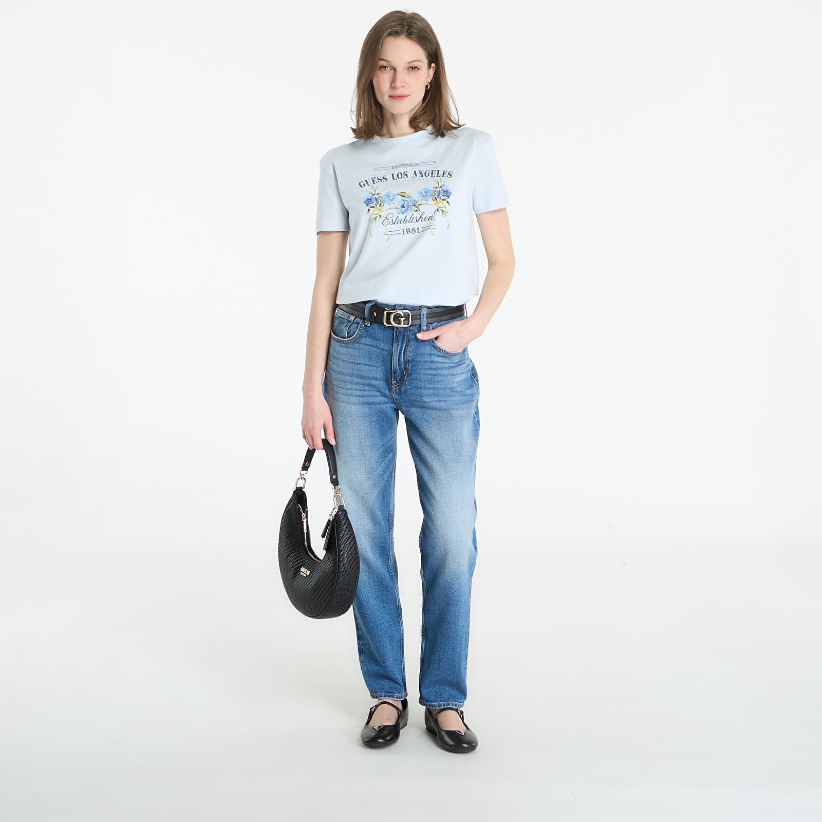 Women's jeans Guess Jeans New Mom Jeans Blush Breeze Wash