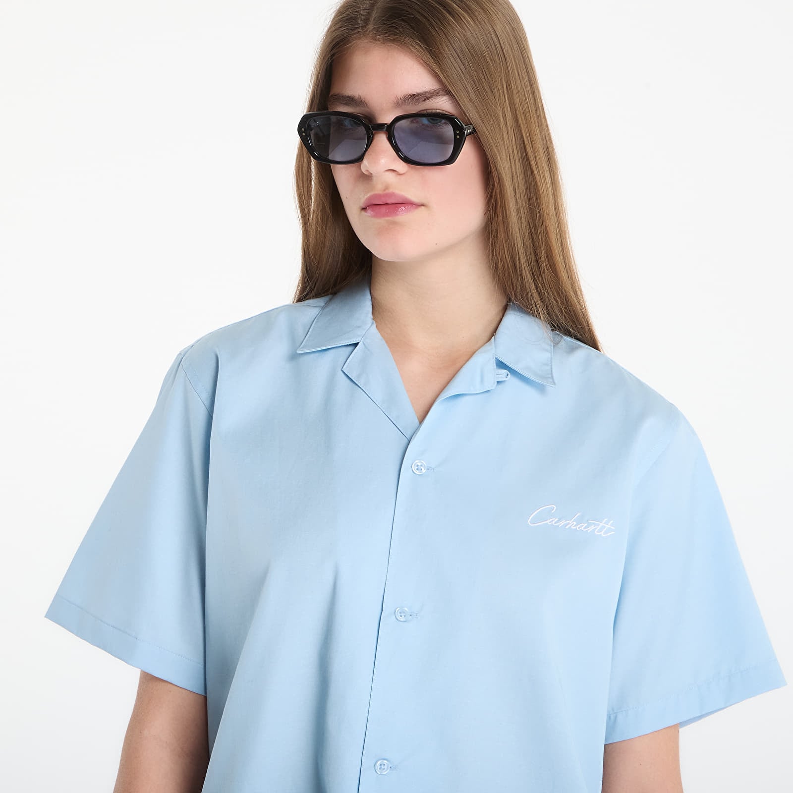 Men's shirts Carhartt WIP S/S Delray Shirt UNISEX Icaria/ White