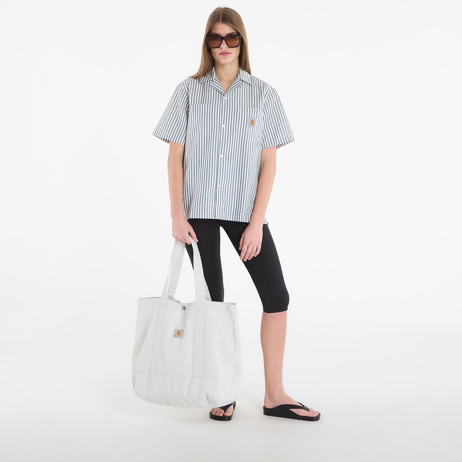 Miesten paidat Carhartt WIP S/S Leavel Shirt UNISEX Leavel Stripe/ Blue River/ Wax