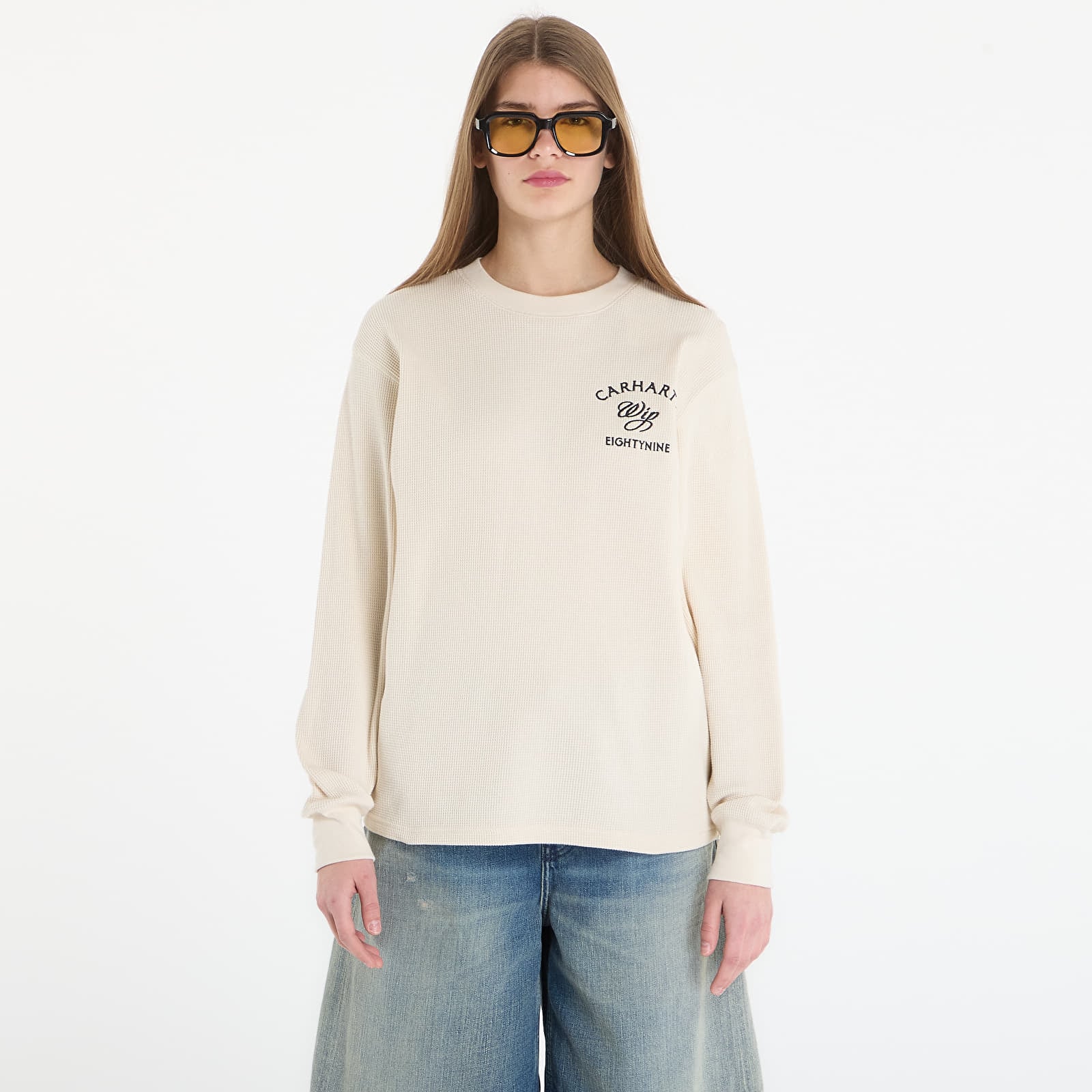 Tricouri bărbați Carhartt WIP L/S Eightynine Waffle T-Shirt UNISEX Natural/ Black