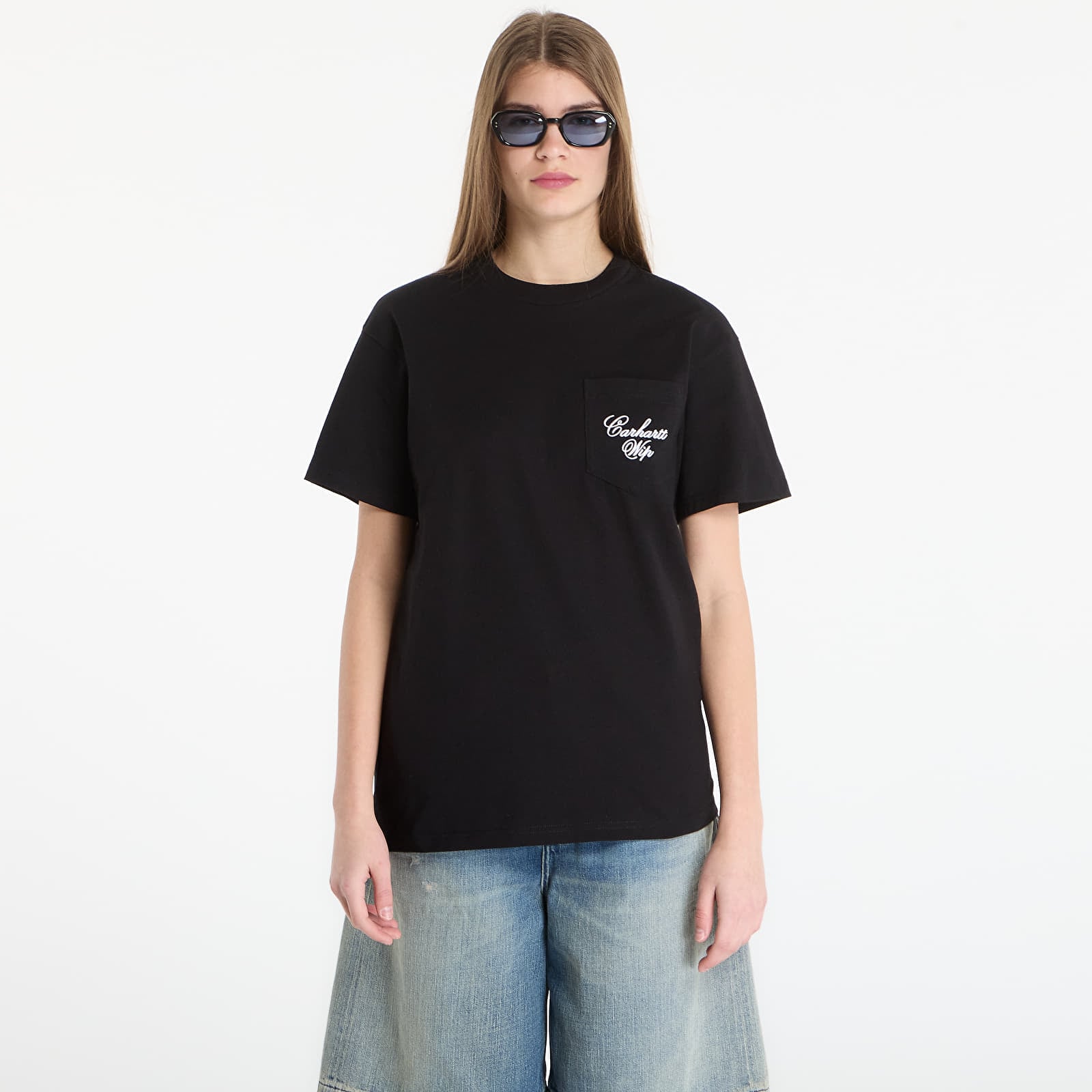 Pánske tričká Carhartt WIP S/S Longhand Pocket T-Shirt UNISEX Black/ White
