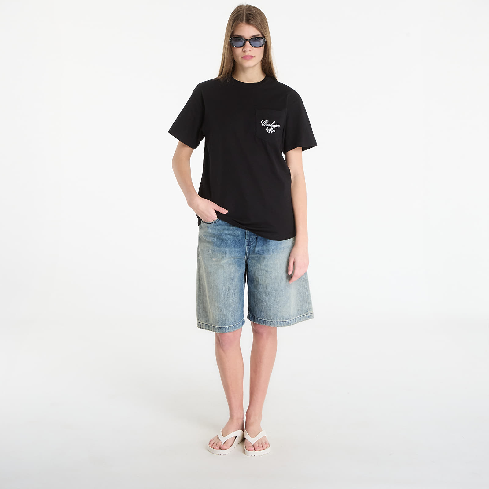 Pánske tričká Carhartt WIP S/S Longhand Pocket T-Shirt UNISEX Black/ White
