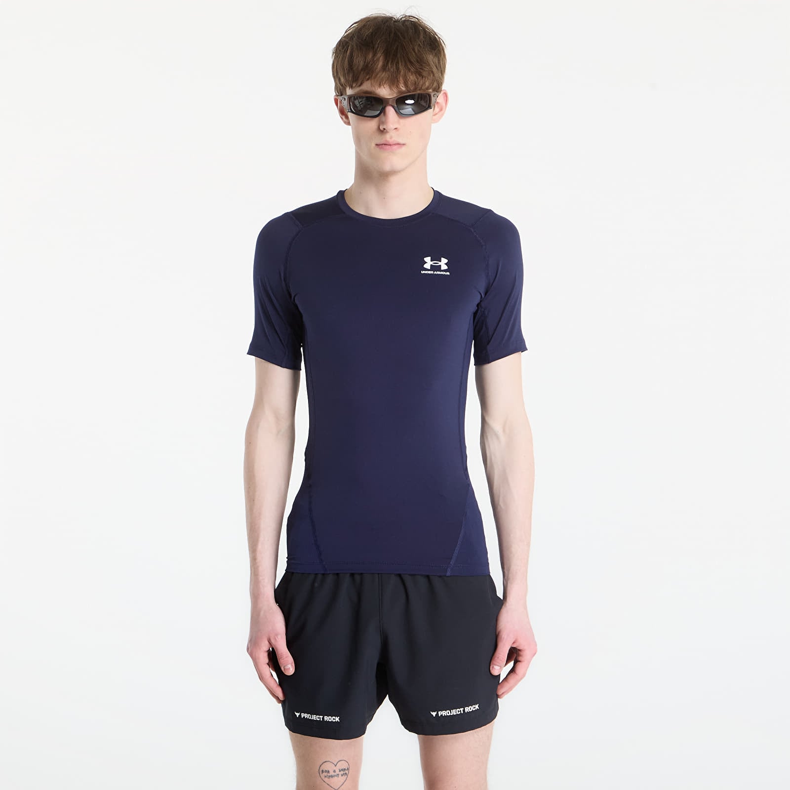 Miesten T-paidat Under Armour Hg Armour Comp SS Midnight Navy/ White