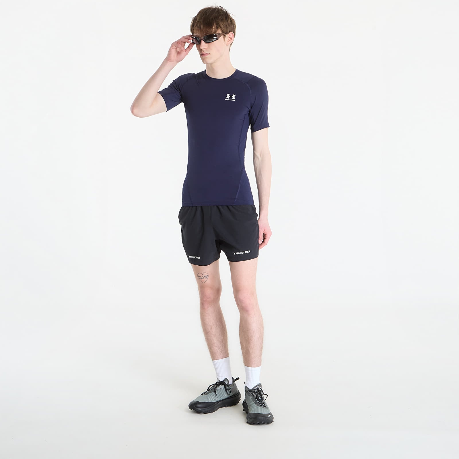 Miesten T-paidat Under Armour Hg Armour Comp SS Midnight Navy/ White