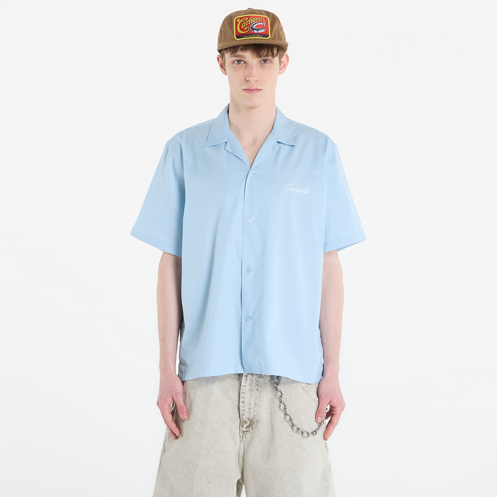Shirt Carhartt WIP S/S Delray Shirt UNISEX Icaria/ White S