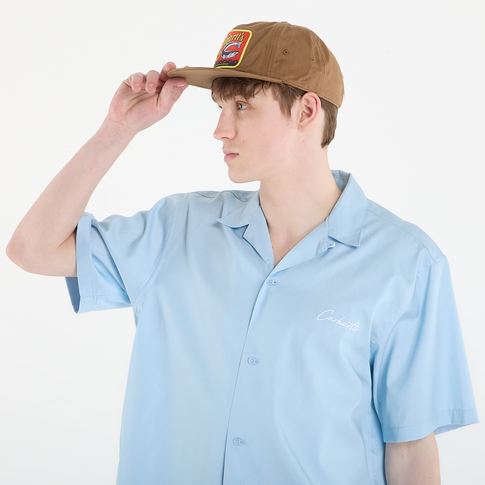 Men's shirts Carhartt WIP S/S Delray Shirt UNISEX Icaria/ White