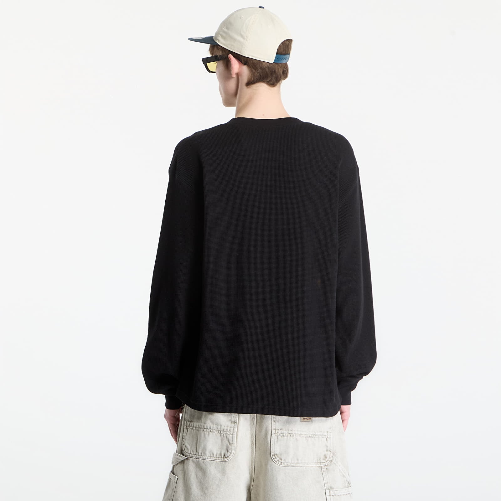 Tricouri bărbați Carhartt WIP L/S Eightynine Waffle T-Shirt UNISEX Black/ White