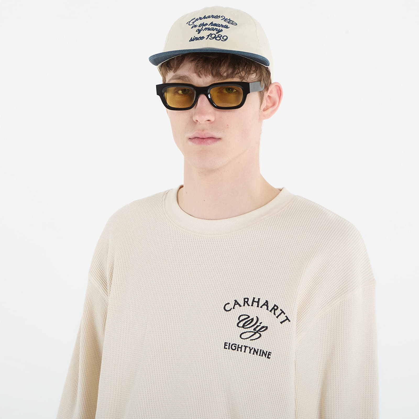 Tricouri bărbați Carhartt WIP L/S Eightynine Waffle T-Shirt UNISEX Natural/ Black