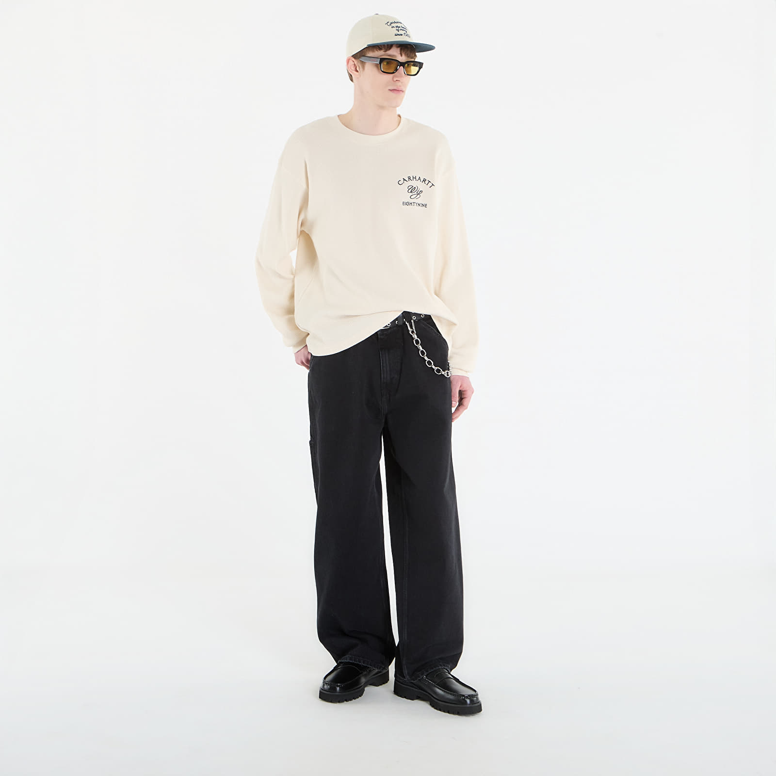 Tricouri bărbați Carhartt WIP L/S Eightynine Waffle T-Shirt UNISEX Natural/ Black